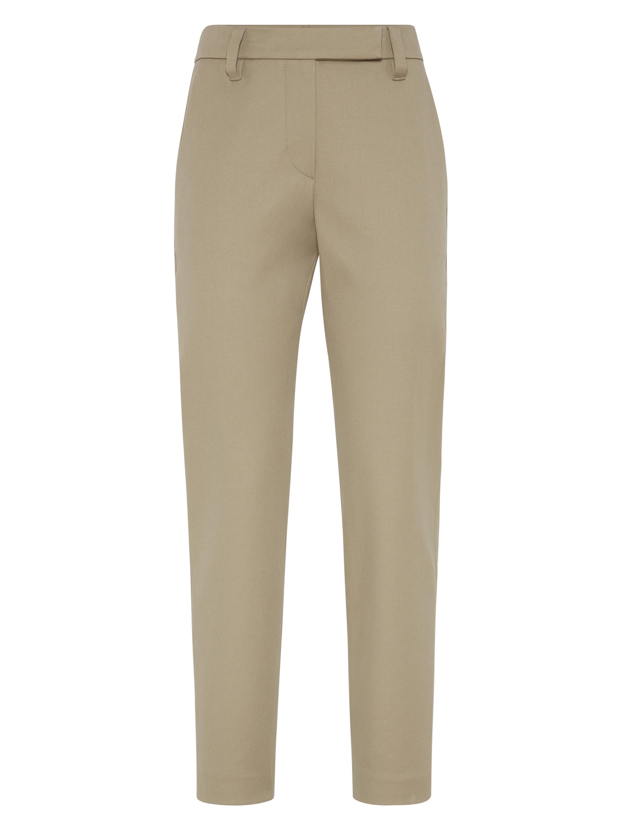 Brunello Cucinelli Women's Stretch Cotton Cover Slim Fit Trousers - Beige
