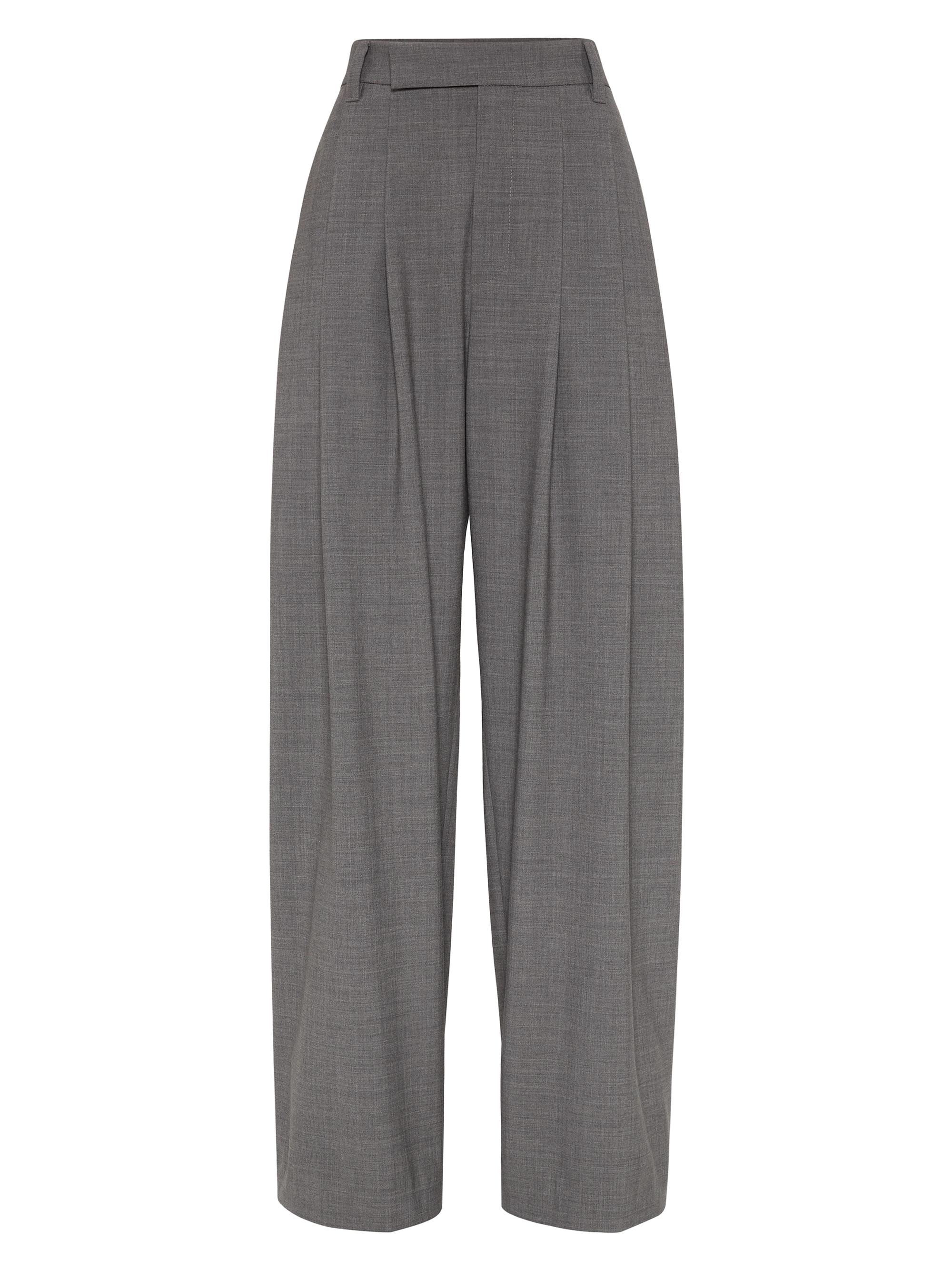 Brunello Cucinelli Women's Tropical Luxury Wool Sartorial Baggy Trousers - Medium Grey