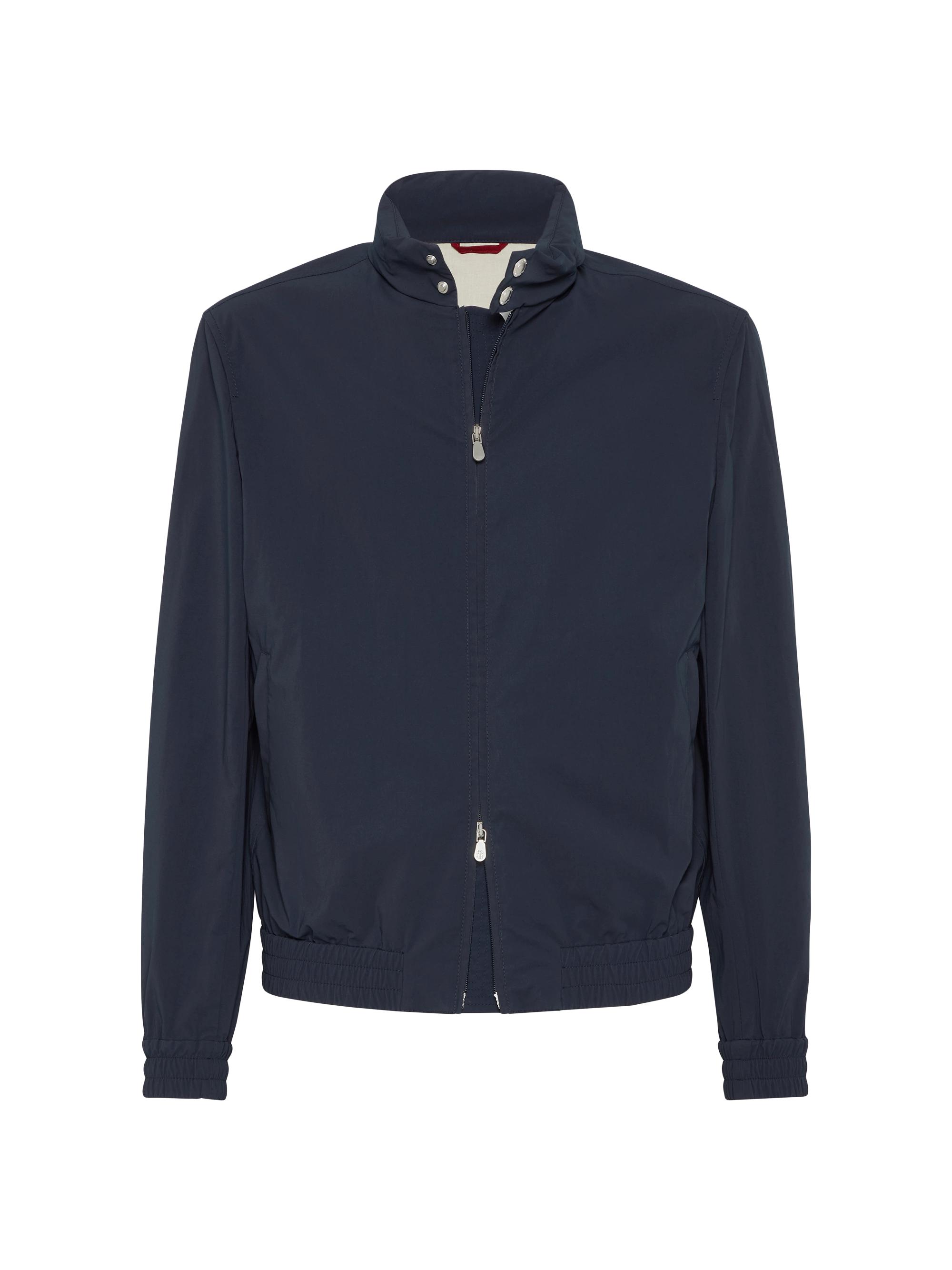 Brunello Cucinelli Men's Water Resistant Unlined Outerwear Jacket with Packable Hood - Navy Blue