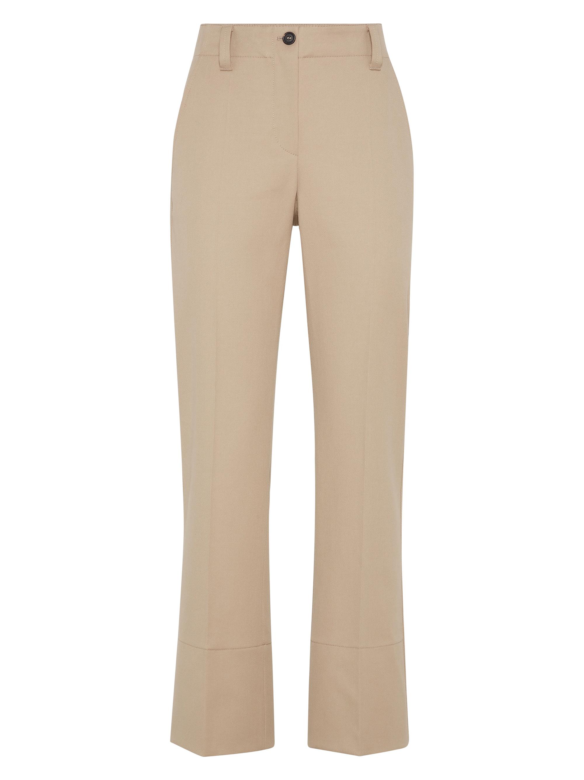 Brunello Cucinelli Women's Stretch Cotton Cover Kickflare Cigarette Trousers - Beige