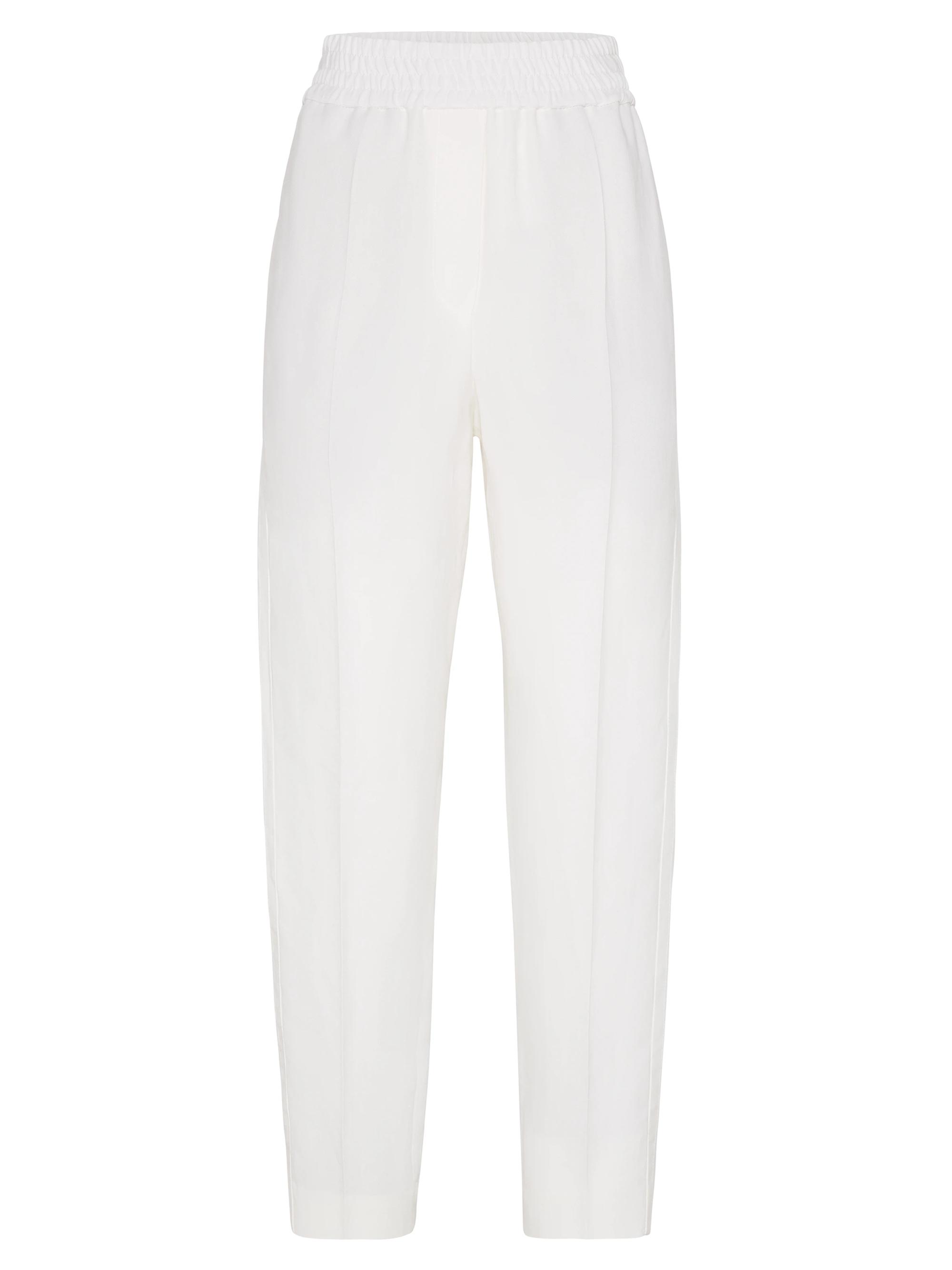 Brunello Cucinelli Women's Viscose and Linen Fluid Twill Baggy Pull on Trousers - White