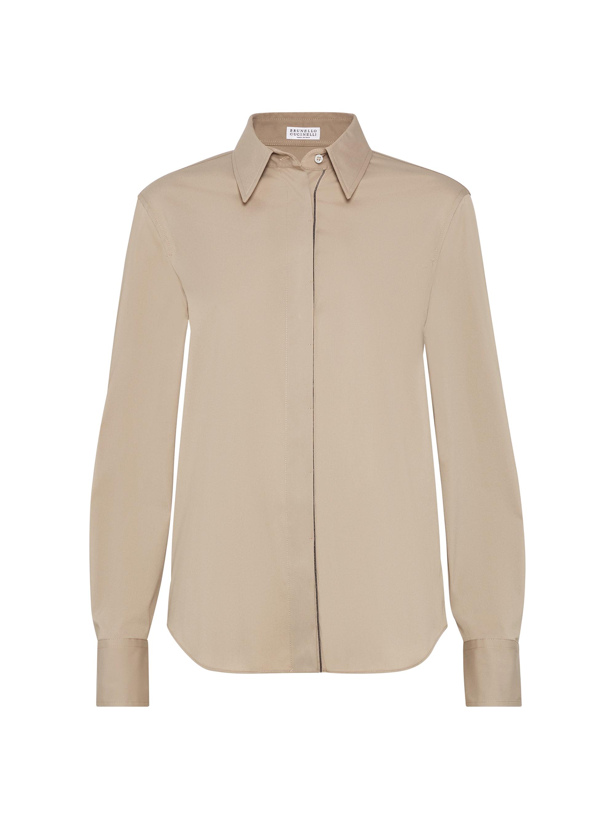 Brunello Cucinelli Women's Stretch Cotton Poplin Shirt - Brown