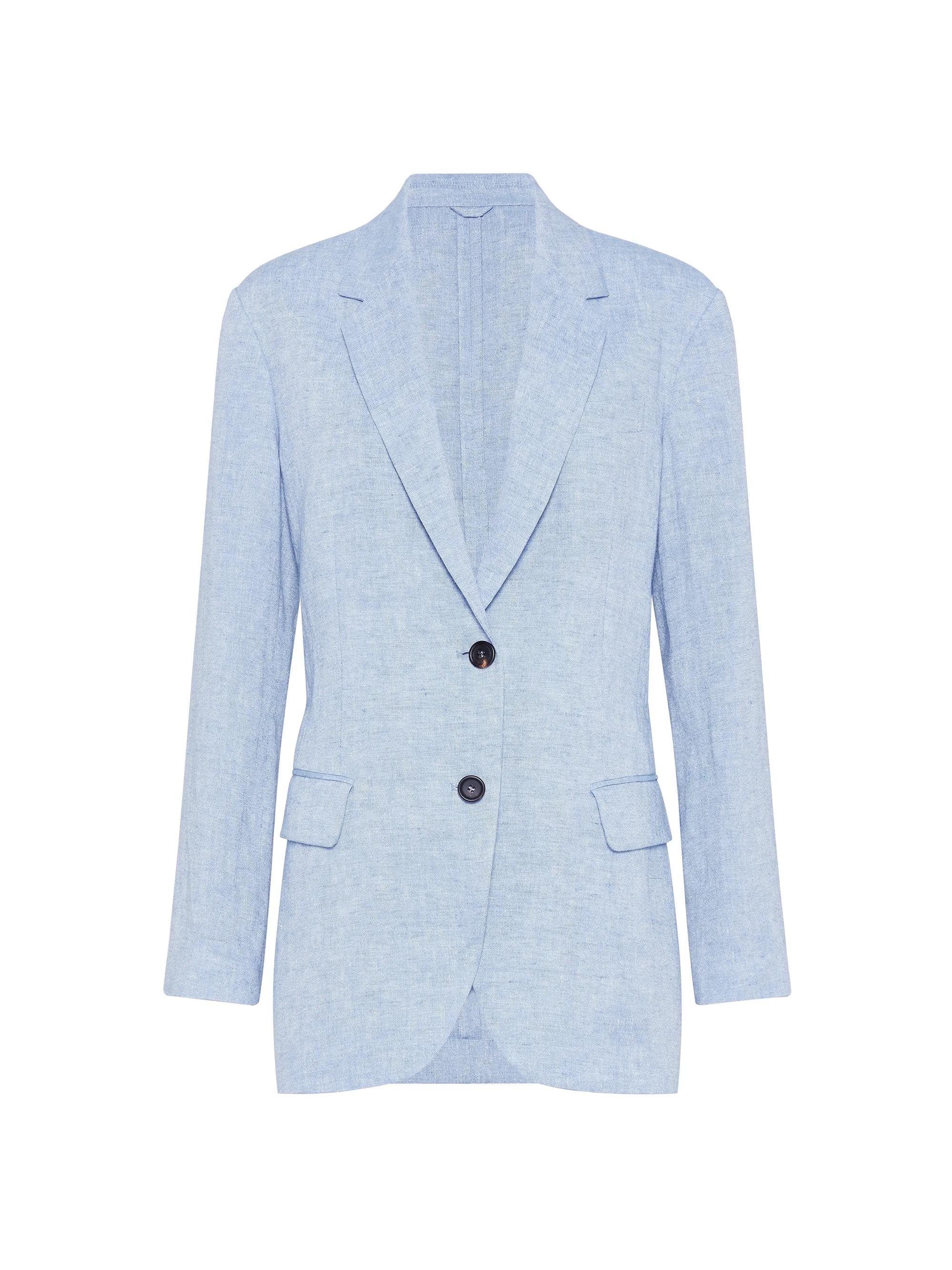 Brunello Cucinelli Women's Linen Sparkling Canvas Blazer - Light Blue