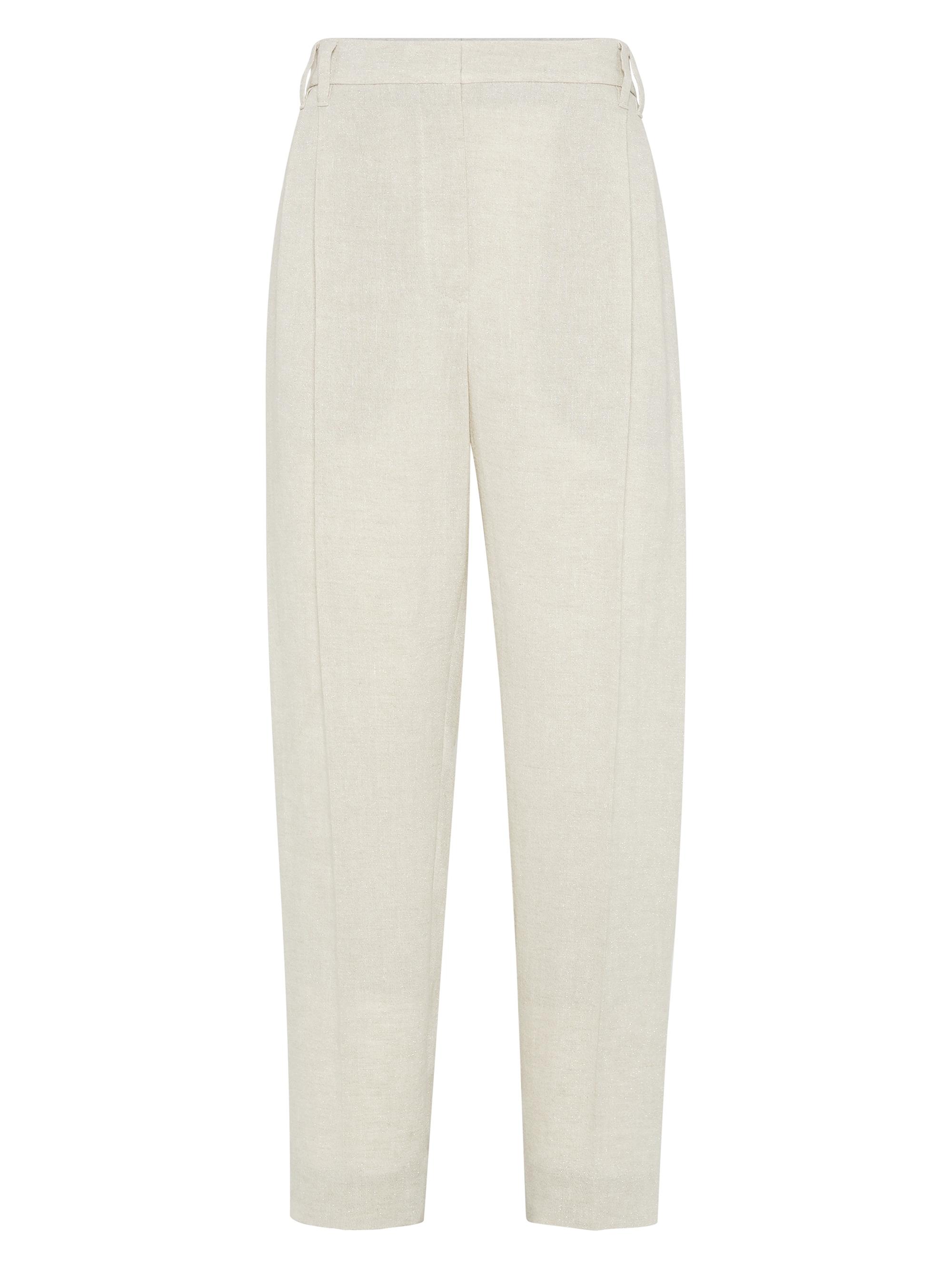 Brunello Cucinelli Women's Linen Sparkling Canvas Slouchy Trousers - Beige