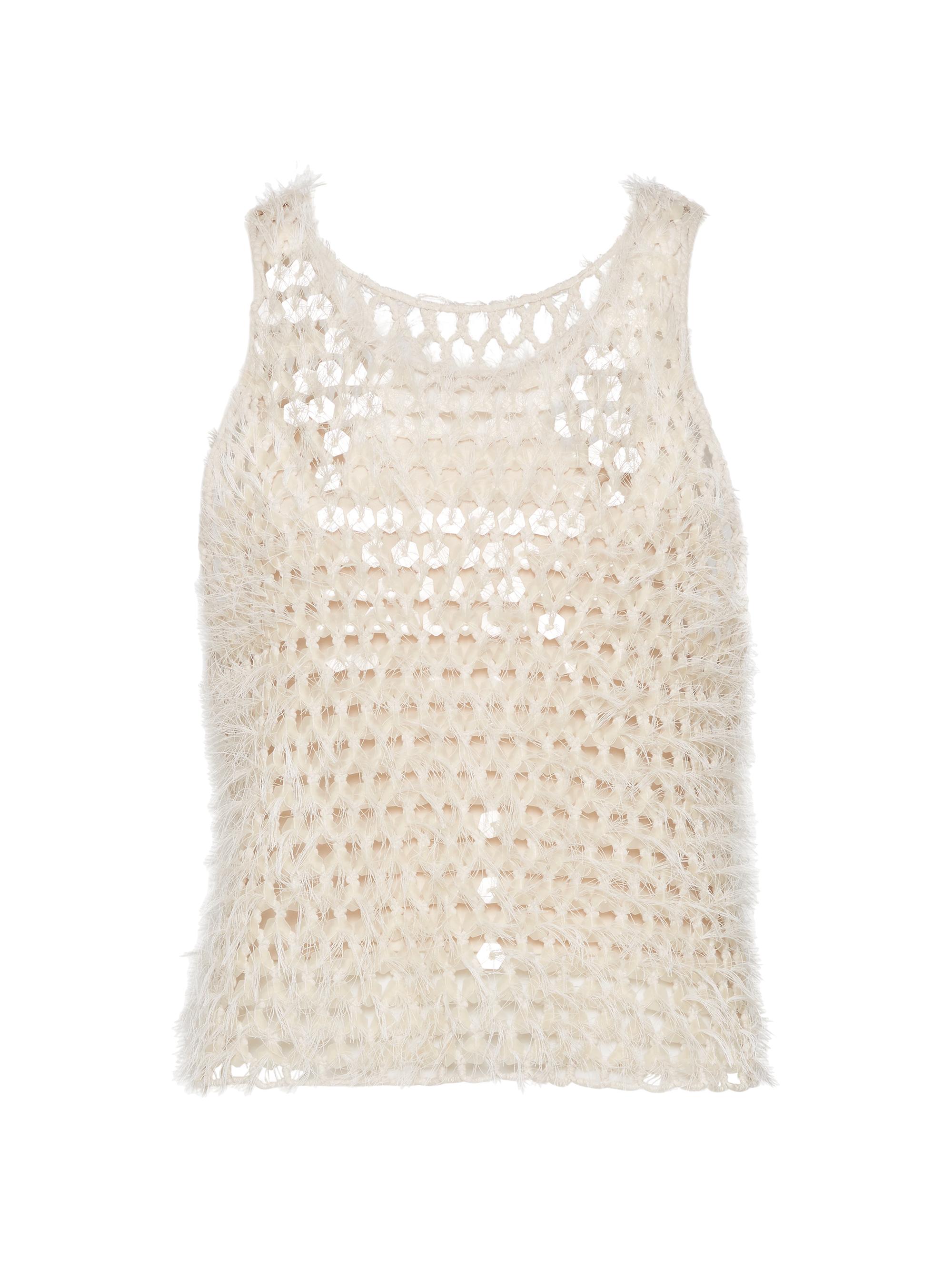 Brunello Cucinelli Women's Dazzling Mosaic Embroidery Knit Top in Cotton - Panama