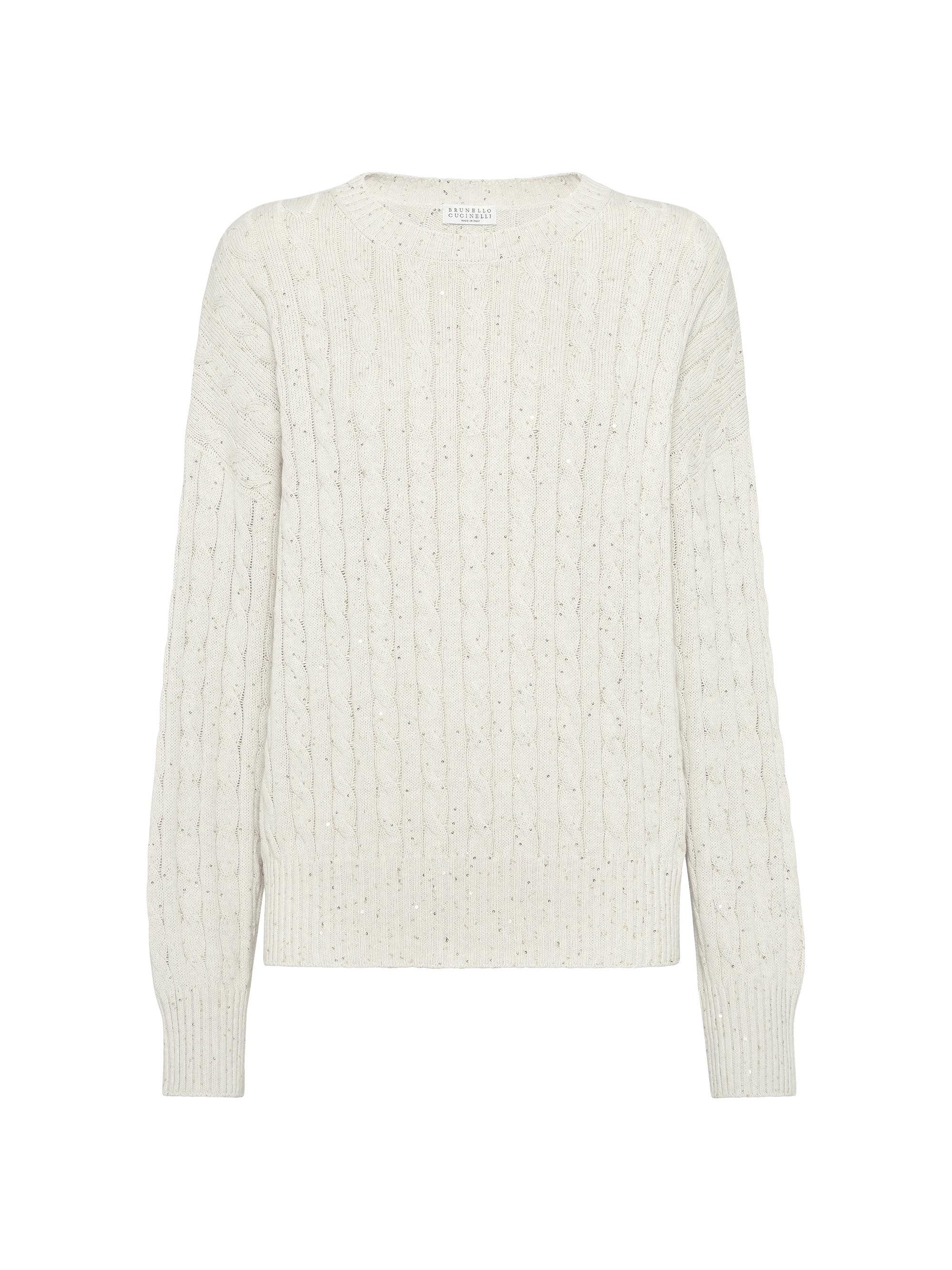 Brunello Cucinelli Women's Cotton Dazzling Cables Sweater - Oat