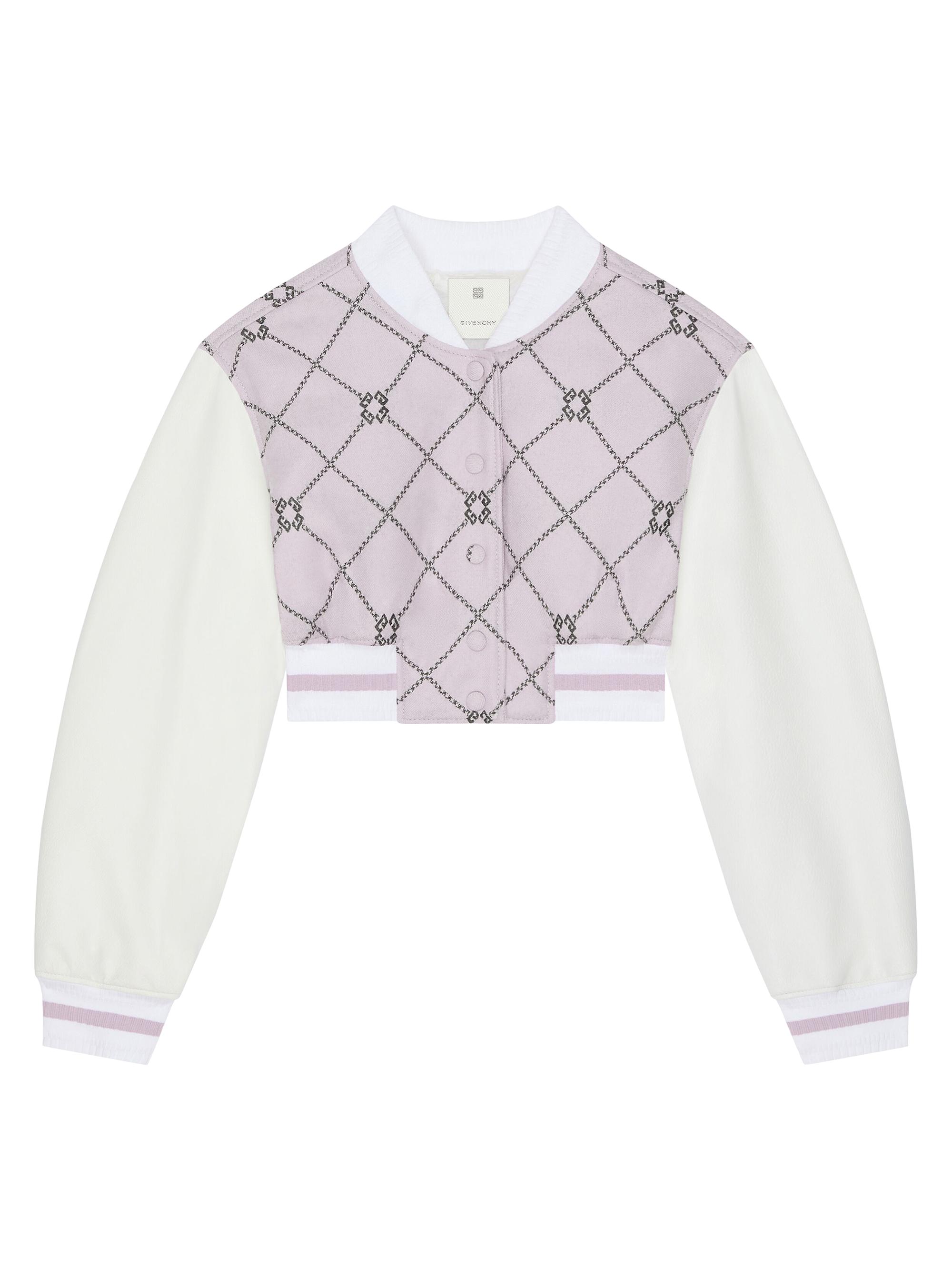 Givenchy Women's Cropped Checked Varsity Jacket - Grey Pink