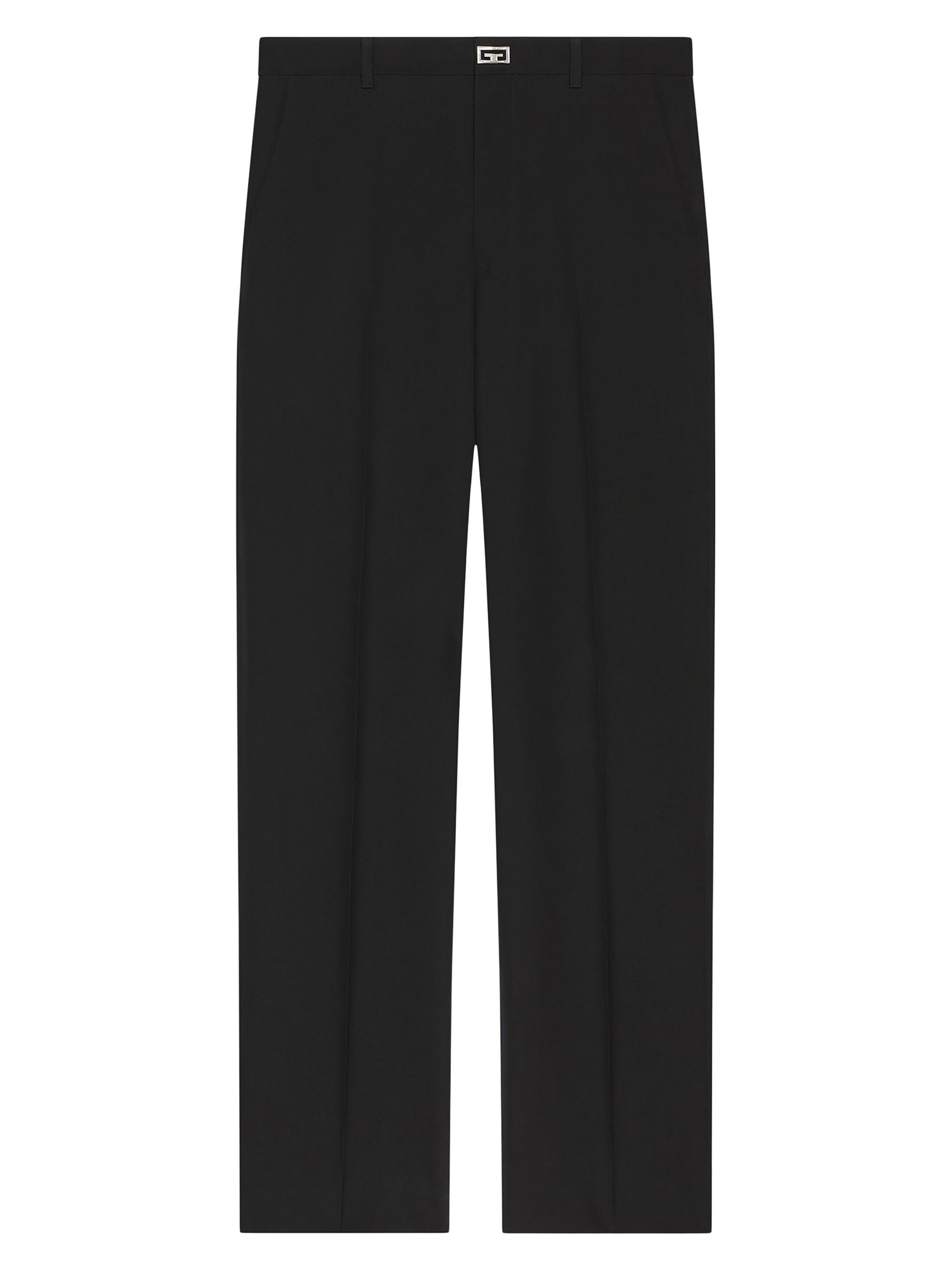 Givenchy Men's Slim Fit Tailored Pants in Wool with 2G Clip - Black