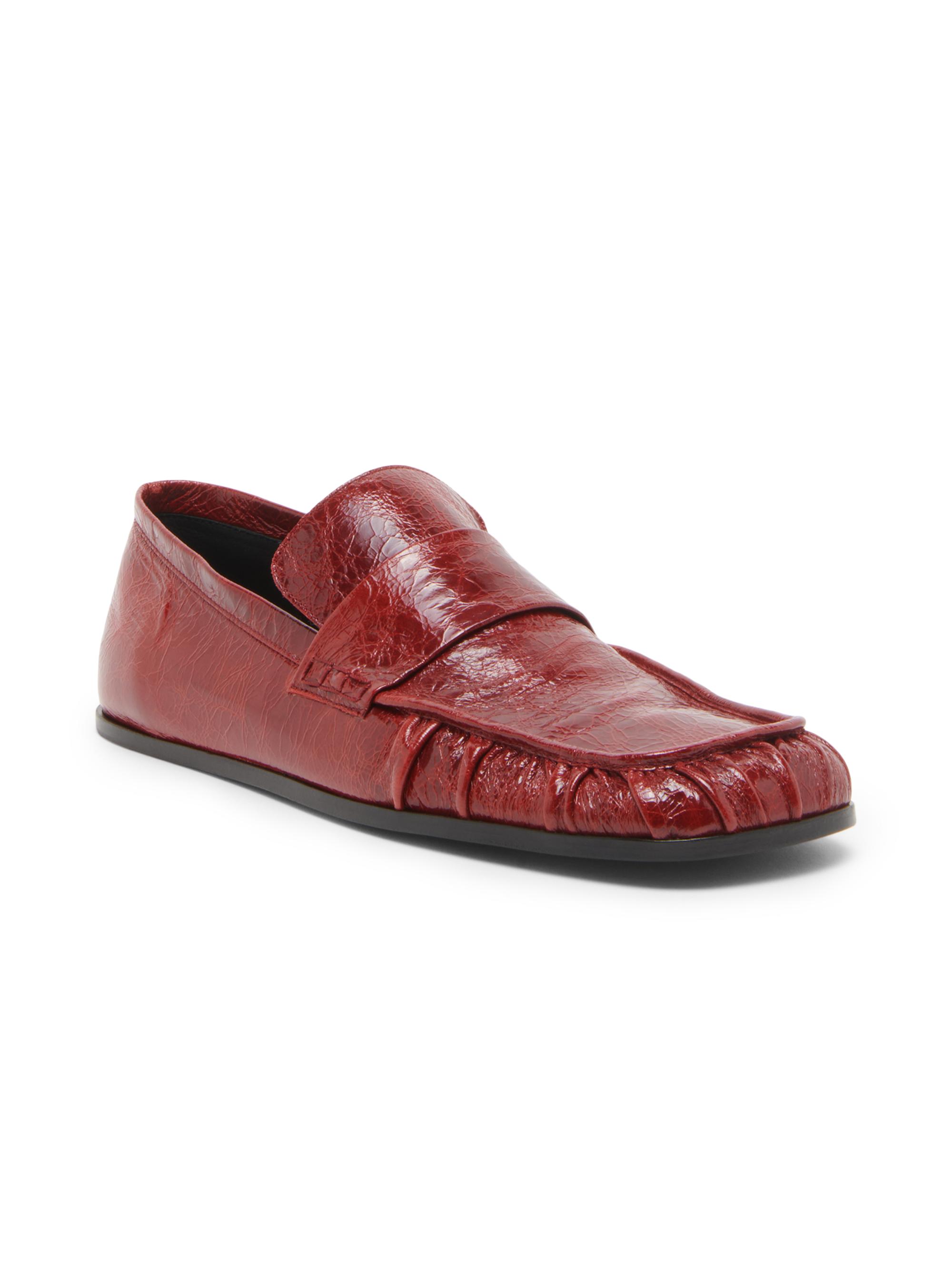 Jil Sander Crinkled Patent Leather Square-Toe Loafers | Saks