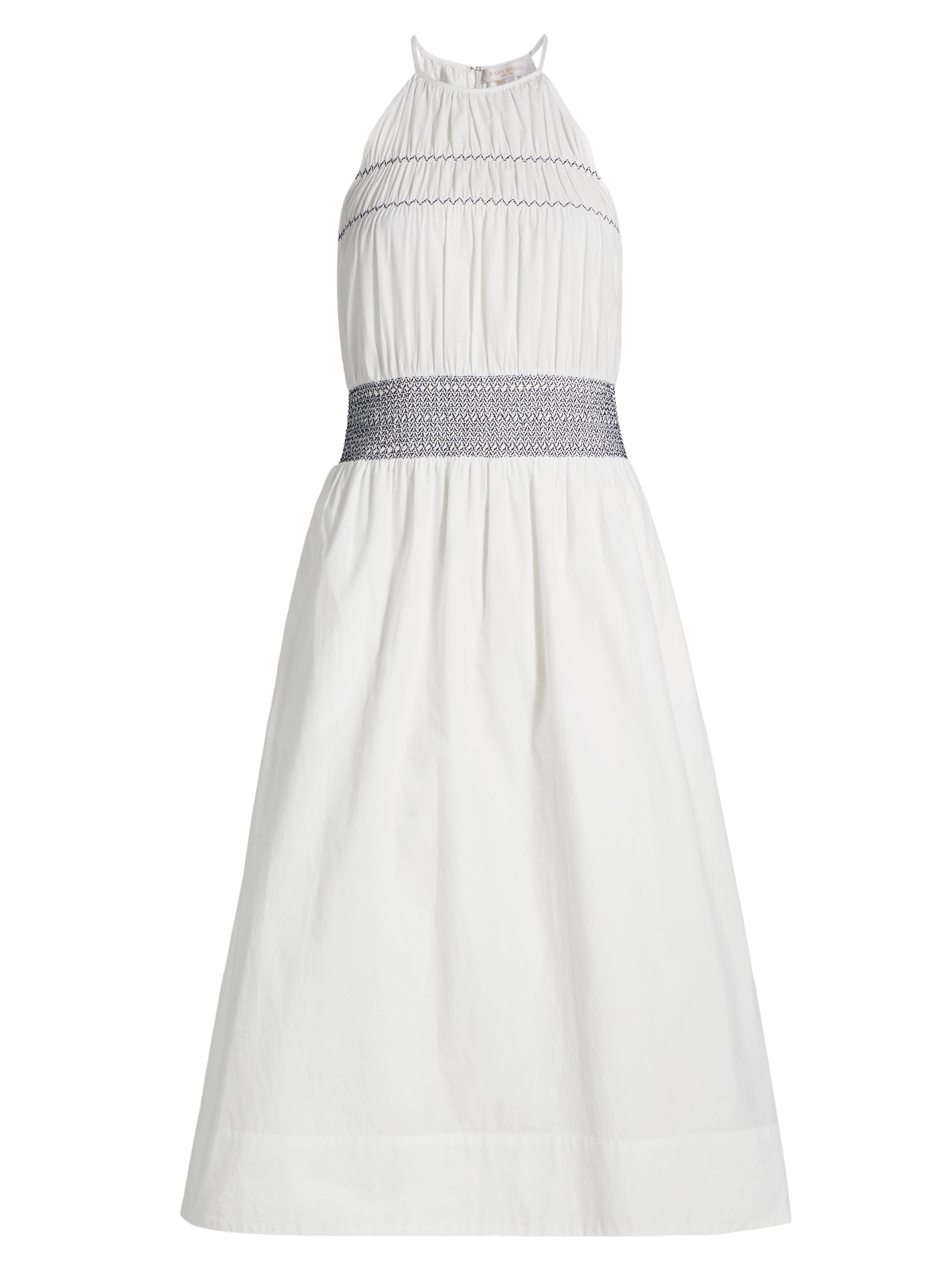 Ramy Brook Women's Melanie Smocked Cotton Midi-Dress - White
