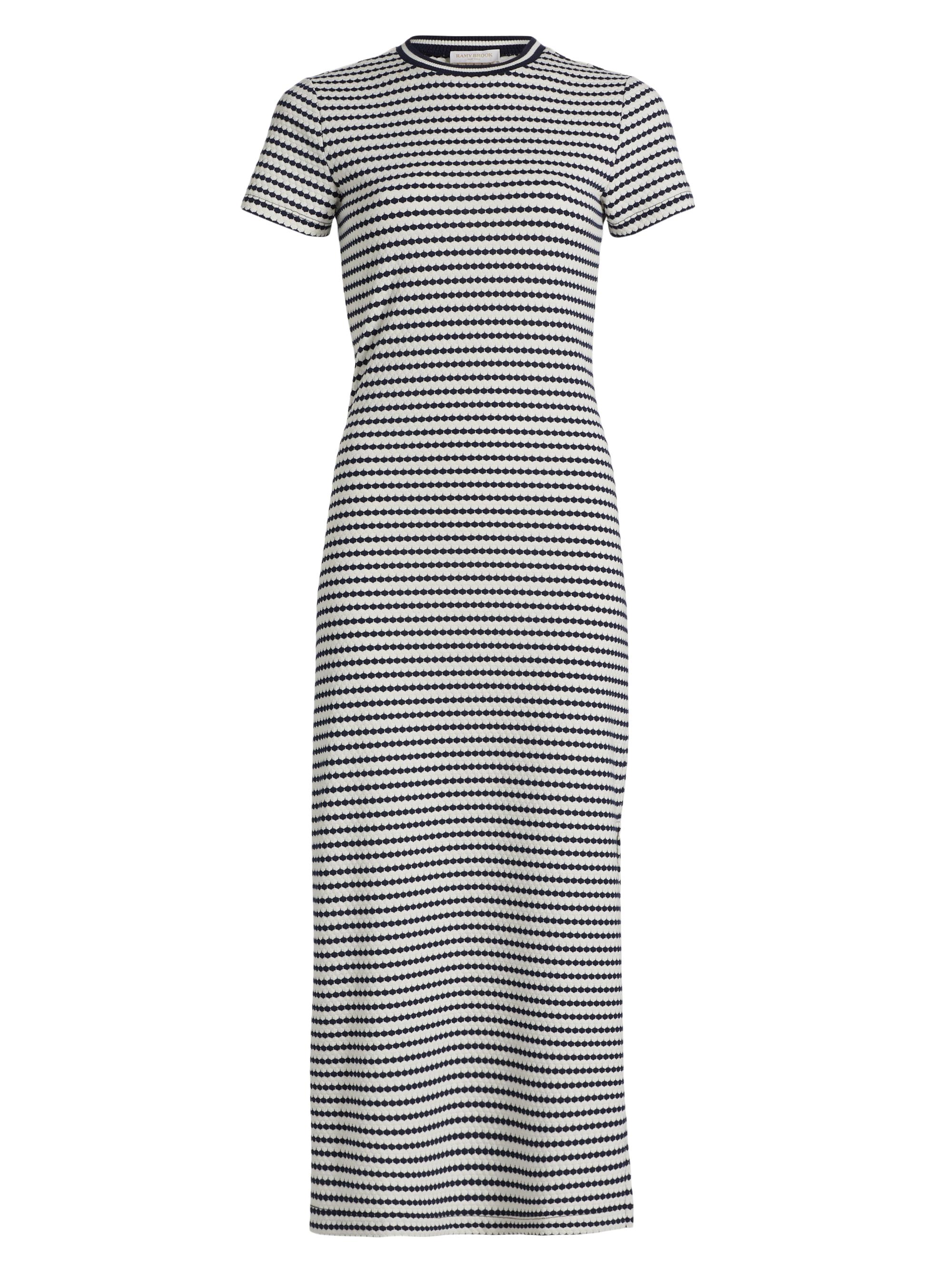 Ramy Brook Women's Skye Striped Short Sleeve Sheath Midi-Dress - Spring Navy Pucker