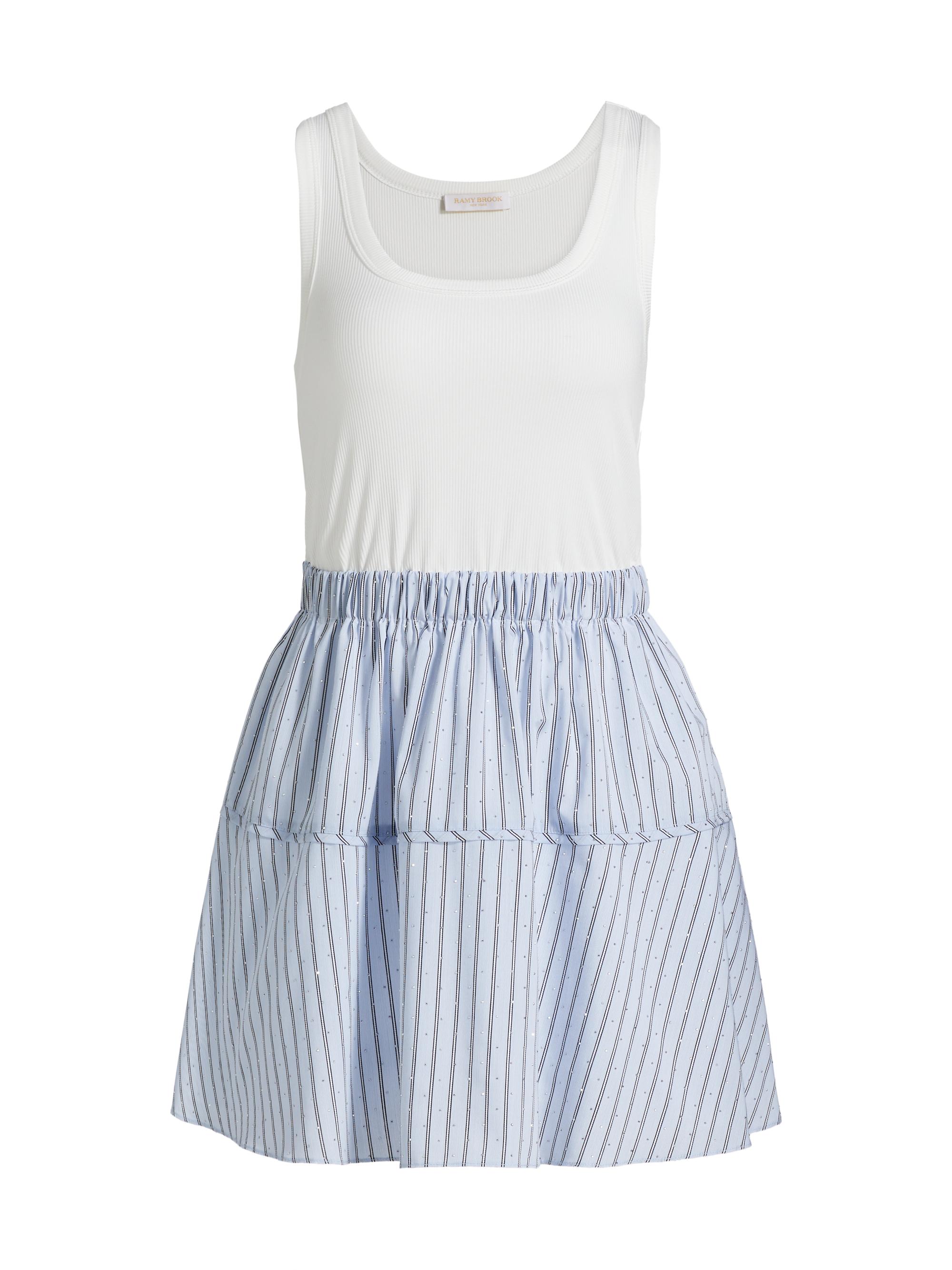 Ramy Brook Women's Moxie Crystal-Embellished Striped Minidress - Blue Stripe