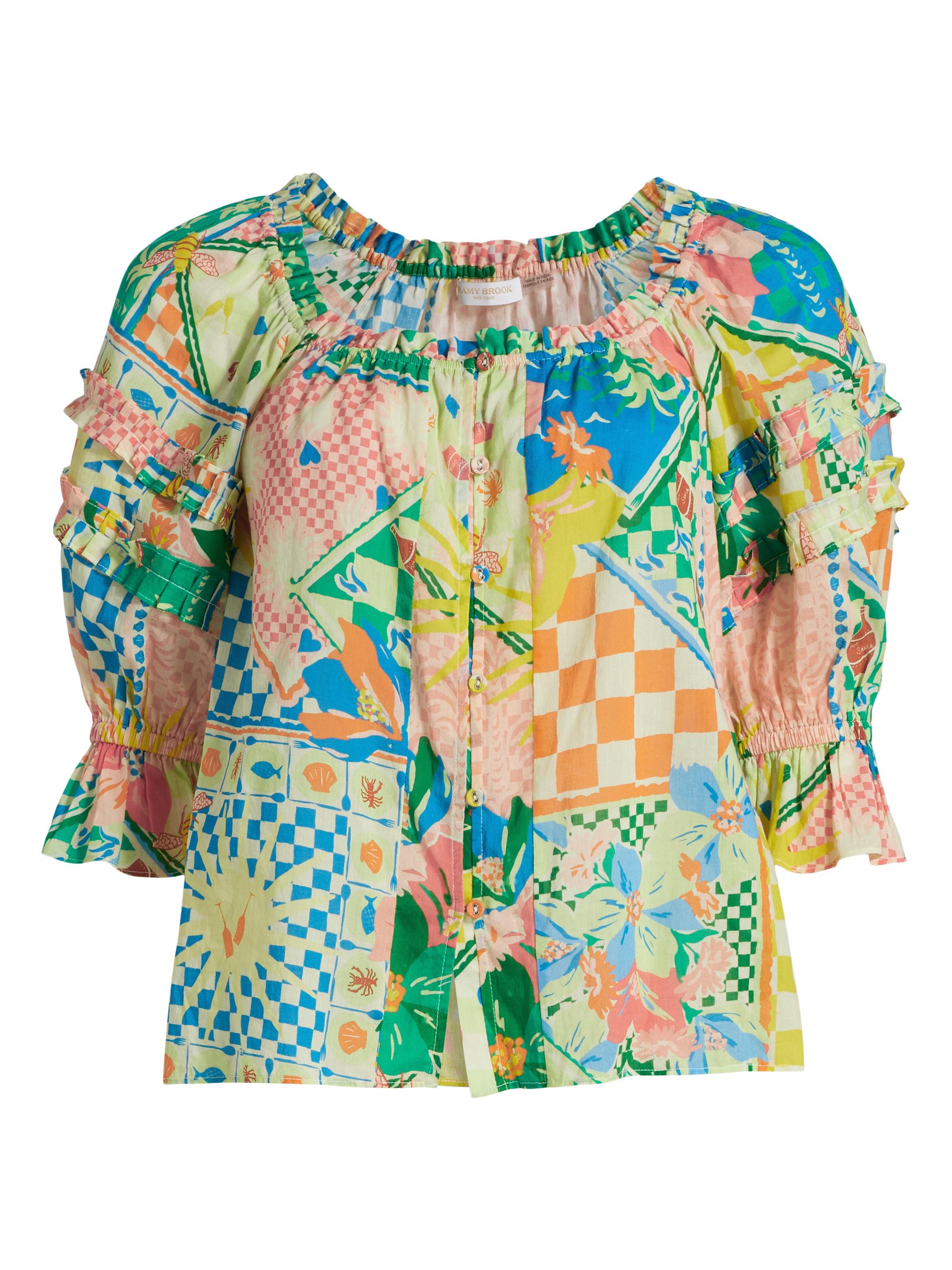 Ramy Brook Women's Garden Lula Patchwork Print Button-Front Top - Garden Print