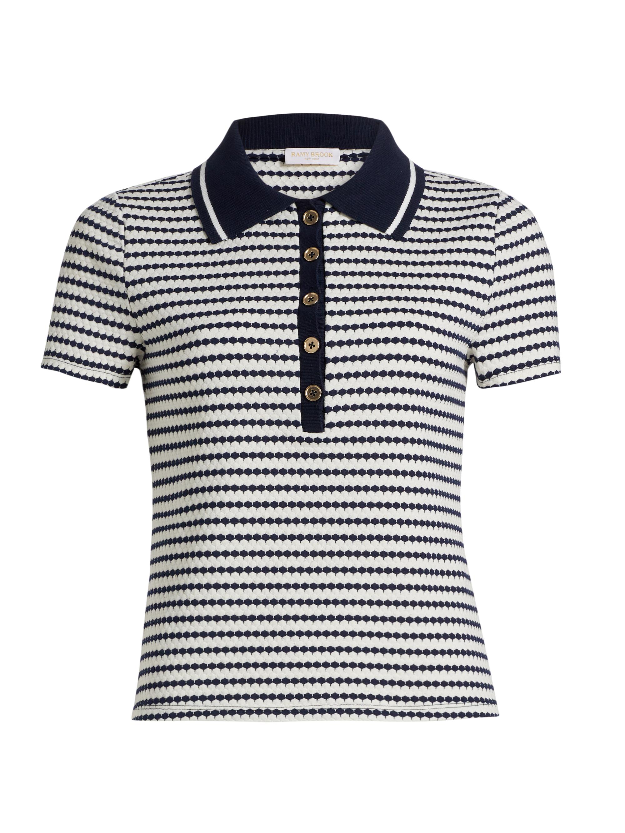Ramy Brook Women's Simone Striped Knit Short-Sleeve Top - Spring Navy Pucker