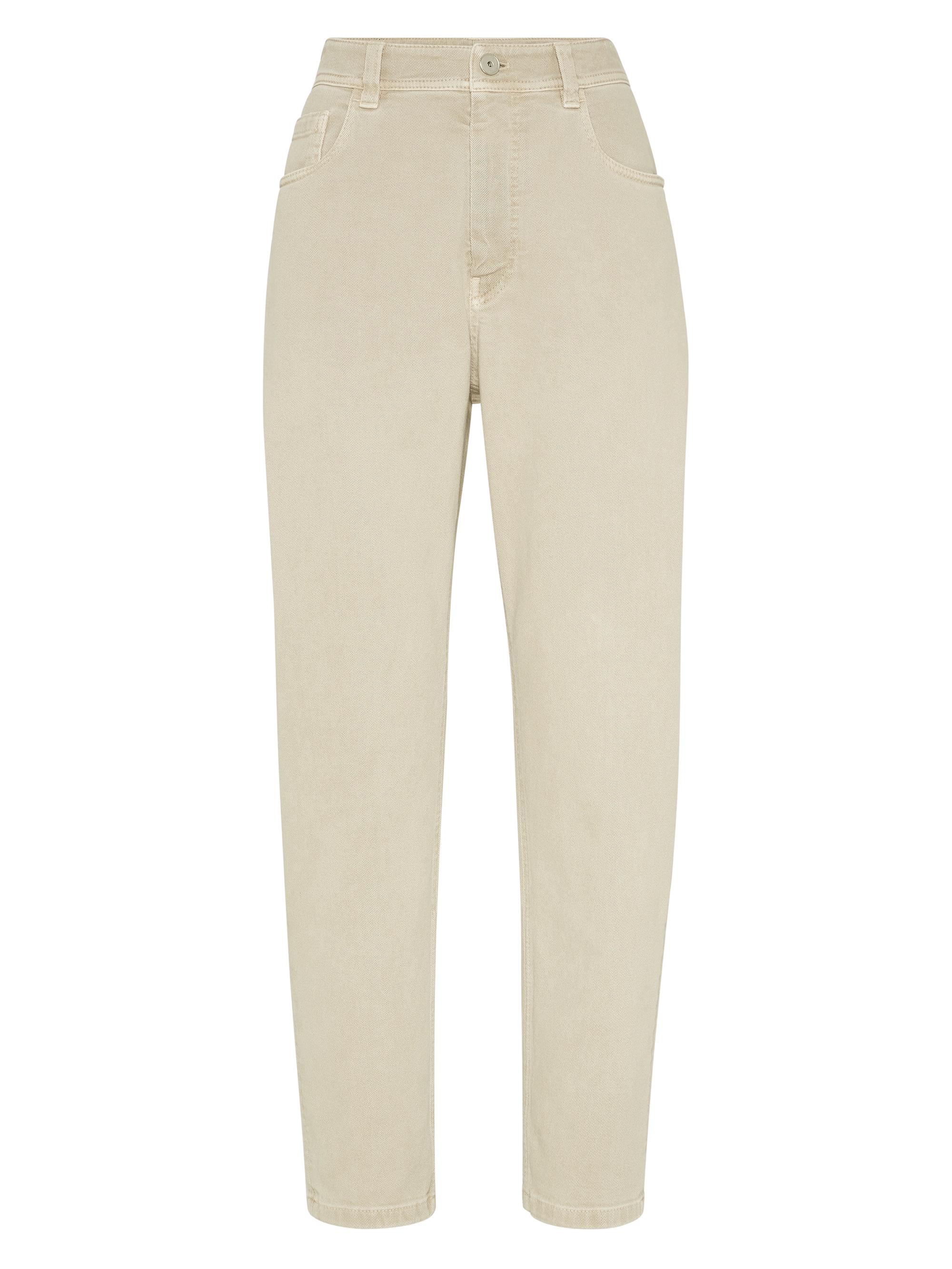Brunello Cucinelli Women's Dyed Comfort Denim Baggy Tapered Trousers - Beige