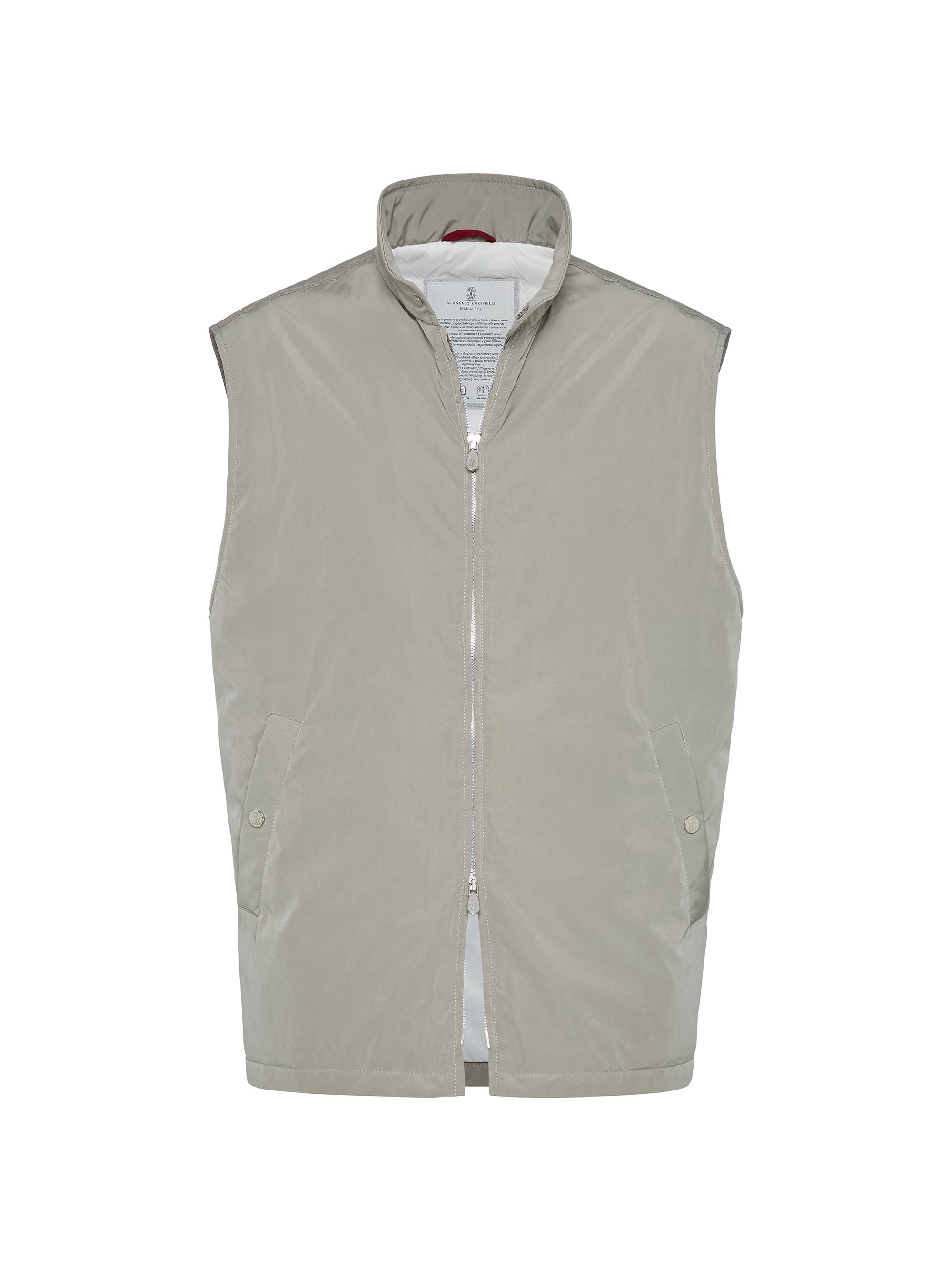 Brunello Cucinelli Men's Water Resistant Microfiber Vest with Thermore Padding - Khaki