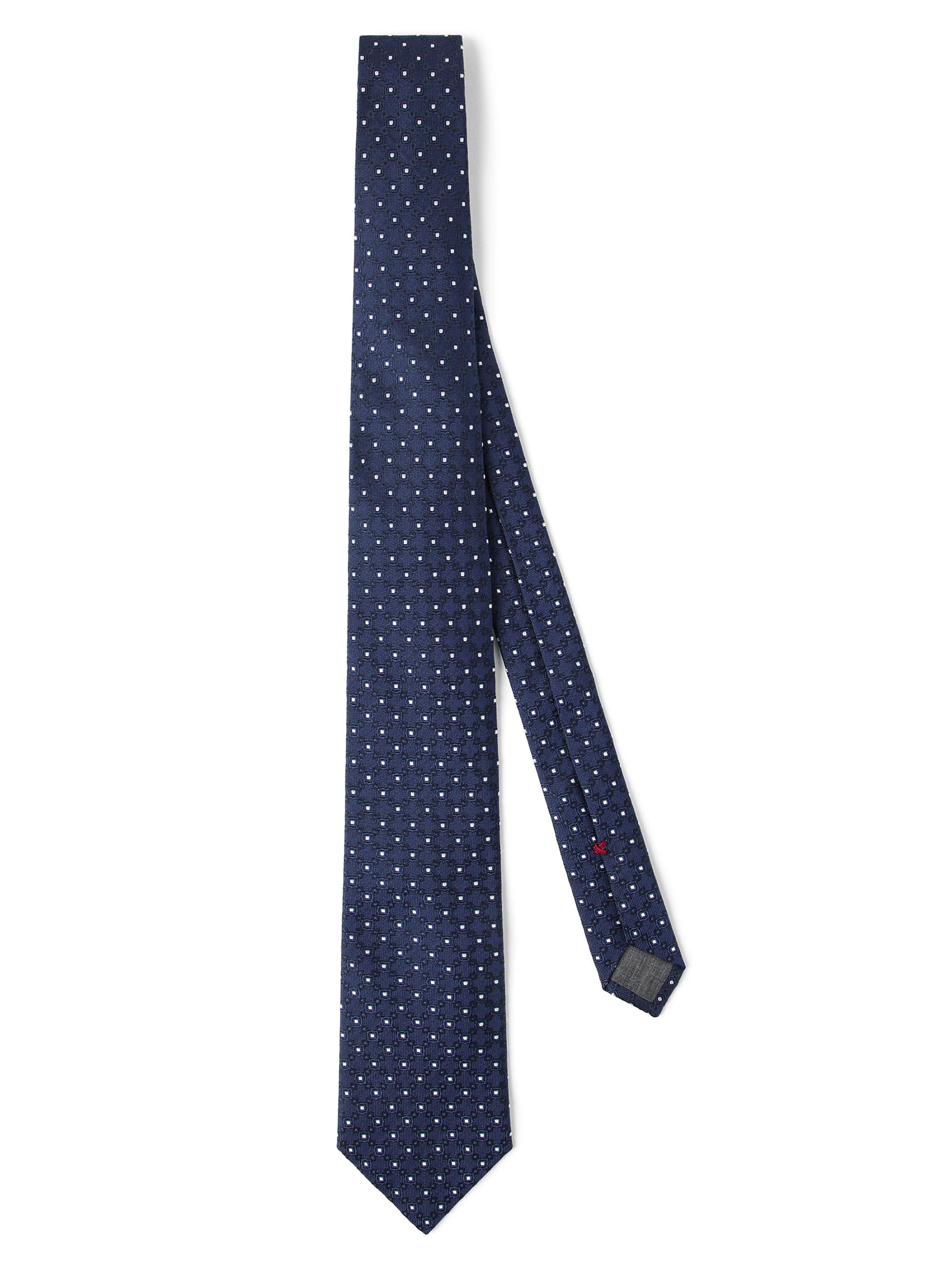 Brunello Cucinelli Men's Silk Jacquard Tie - Navy Blue