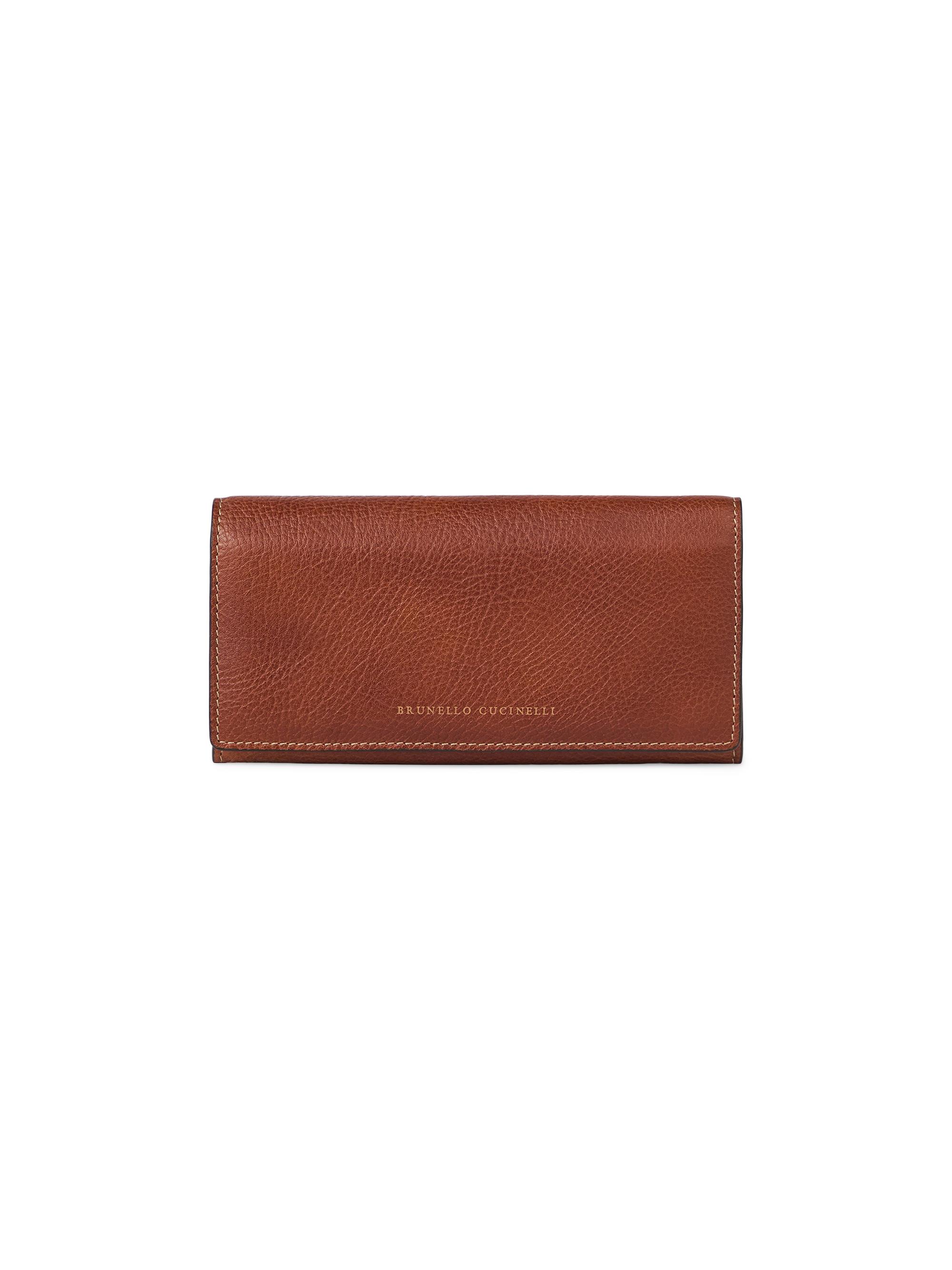 Brunello Cucinelli Men's Grained Calfskin Wallet - Copper