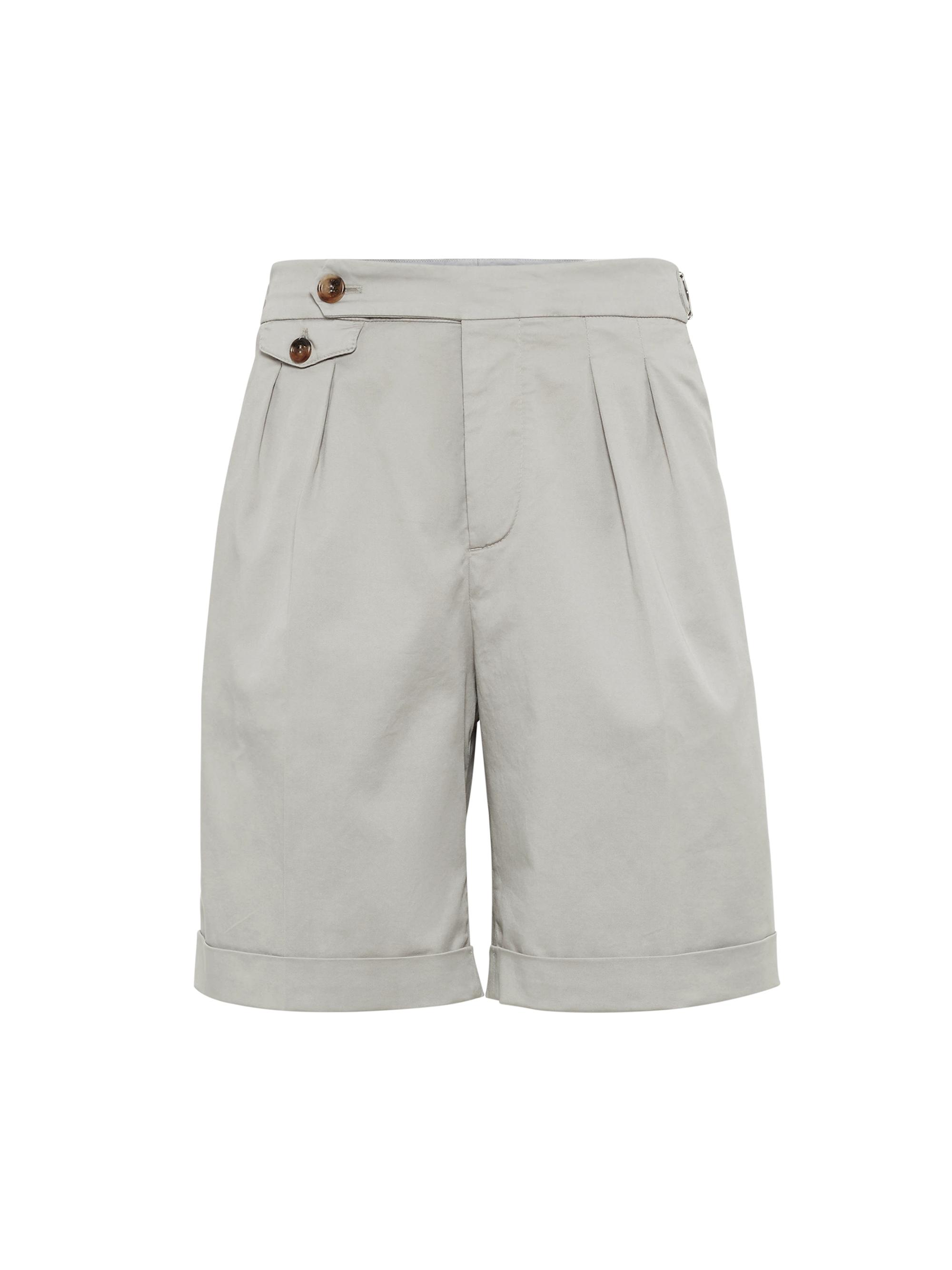 Brunello Cucinelli Men's Bermuda Shorts in American Pima Cotton Comfort Gabardine - Khaki