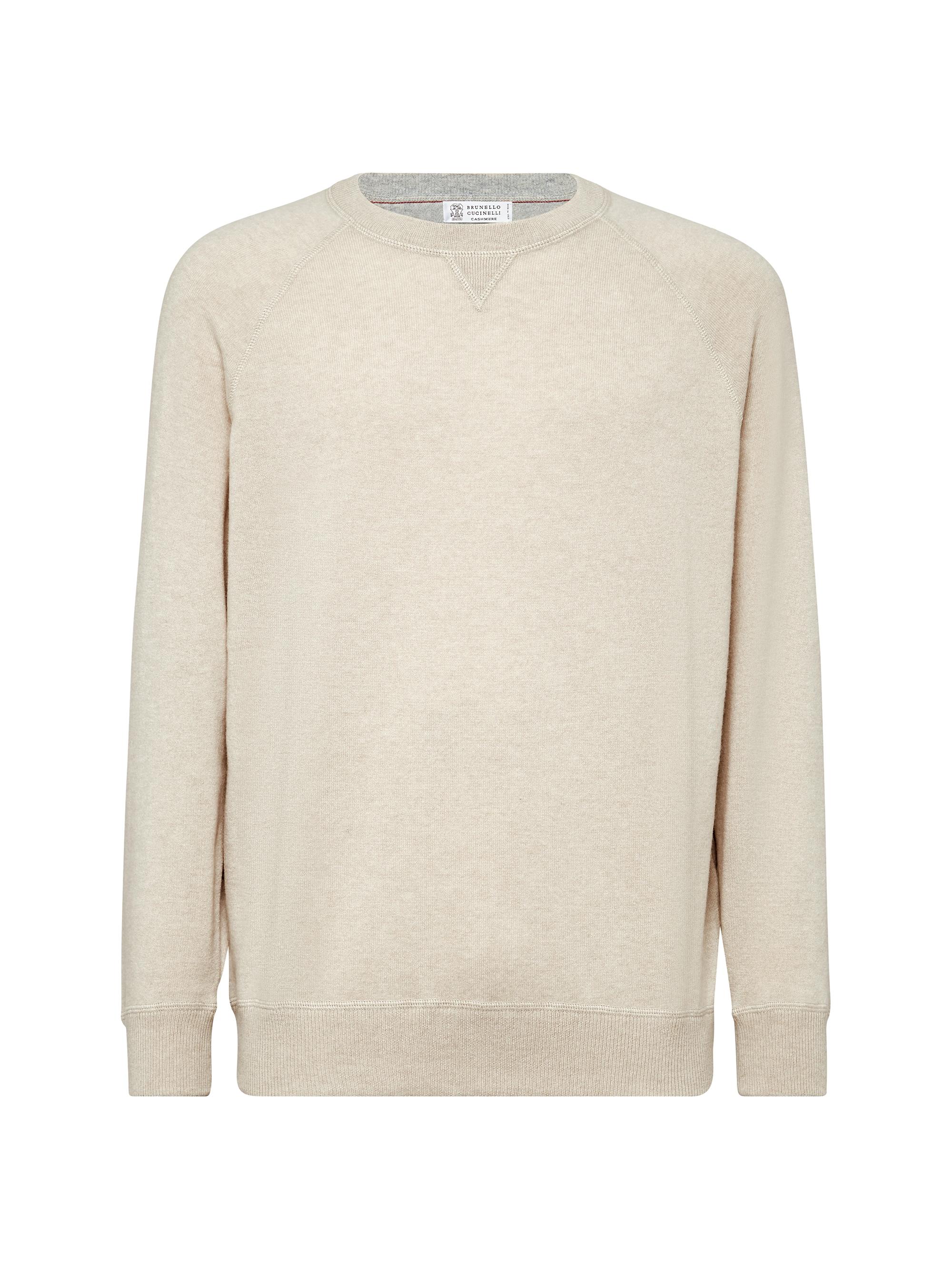 Brunello Cucinelli Men's Cashmere Sweatshirt Style Sweater - Sand