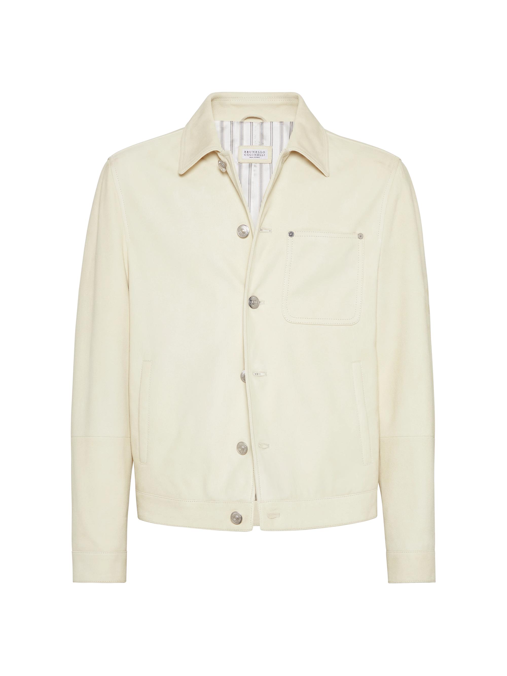 Brunello Cucinelli Men's Country Suede Shirt Style Outerwear Jacket - Beige