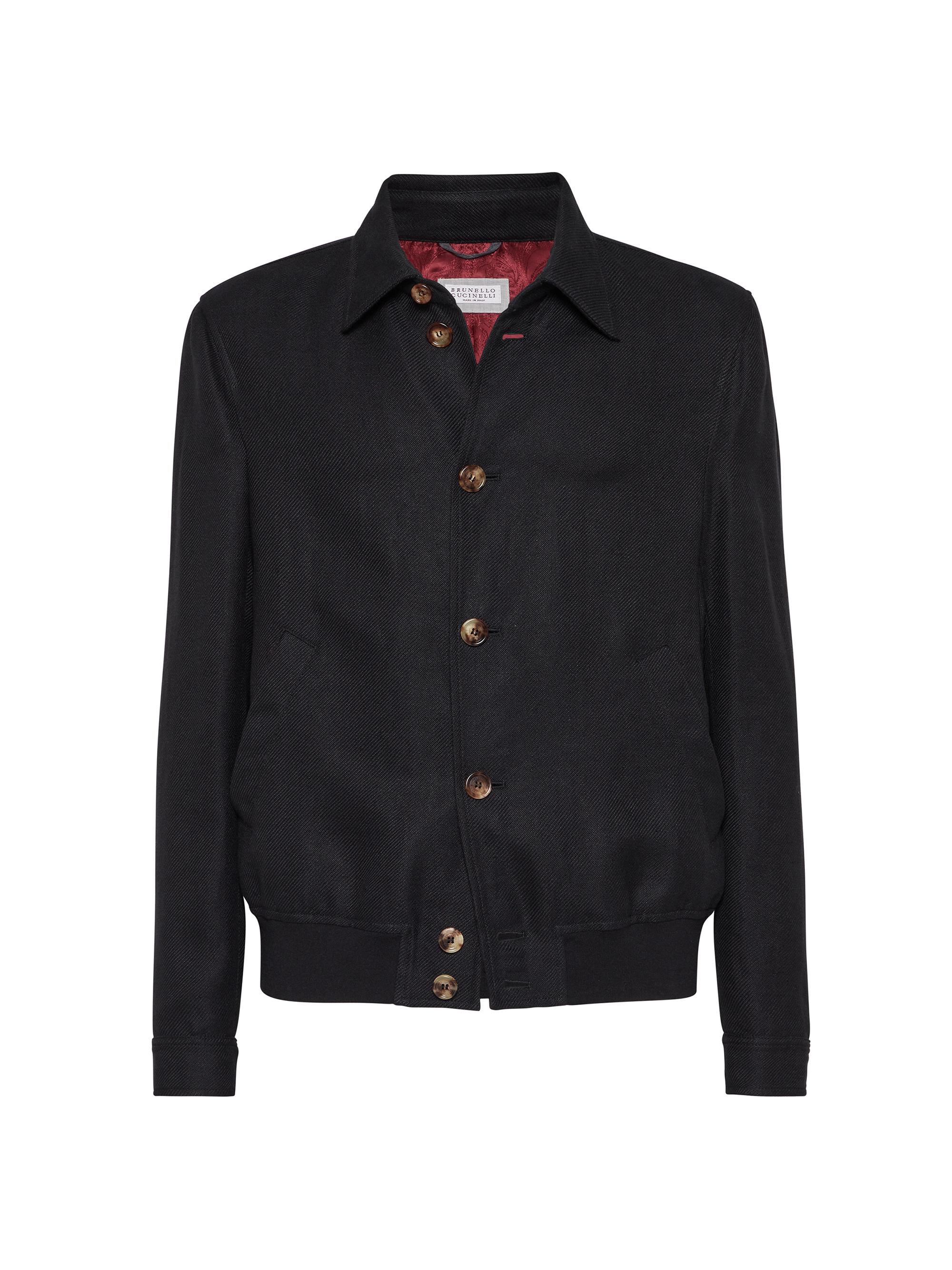 Brunello Cucinelli Men's Linen, Wool and Silk Diagonal Outerwear Jacket - Off White