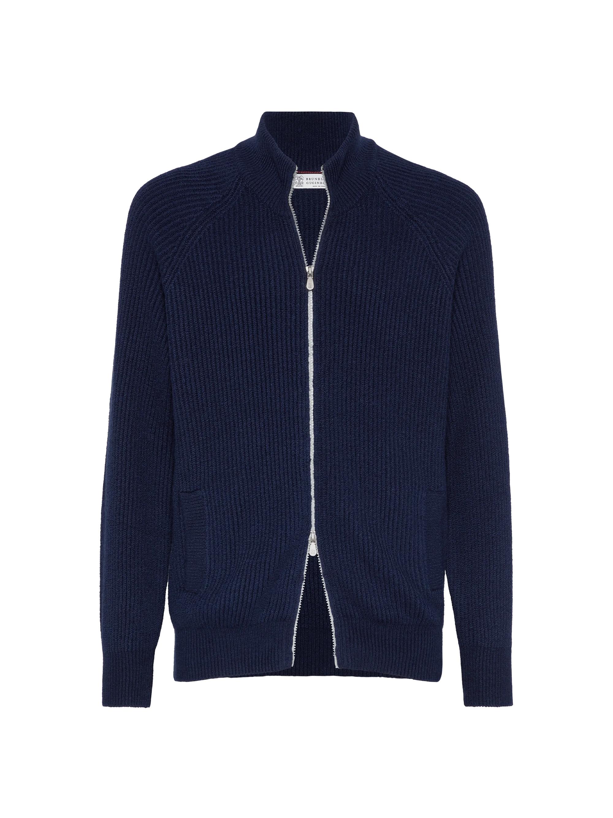 Brunello Cucinelli Men's Malfilé Cotton English Rib Cardigan with Raglan Sleeves - Coffee