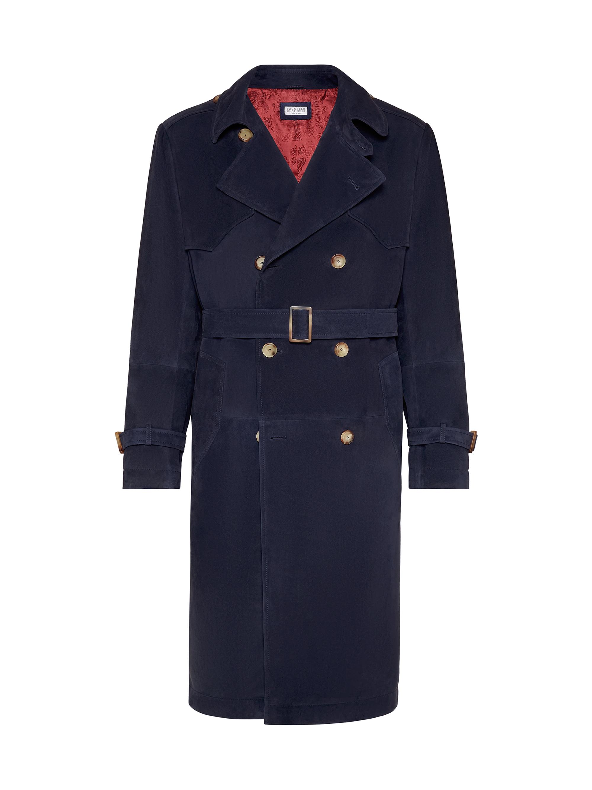 Brunello Cucinelli Men's Suede Trenchcoat - Night