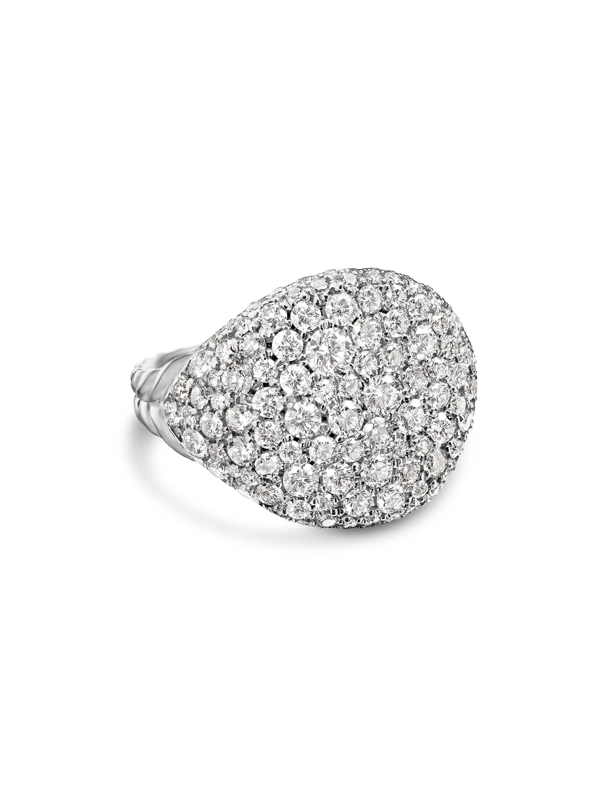 David Yurman Women's Pavé Pinky Ring in 18K White Gold - Diamond