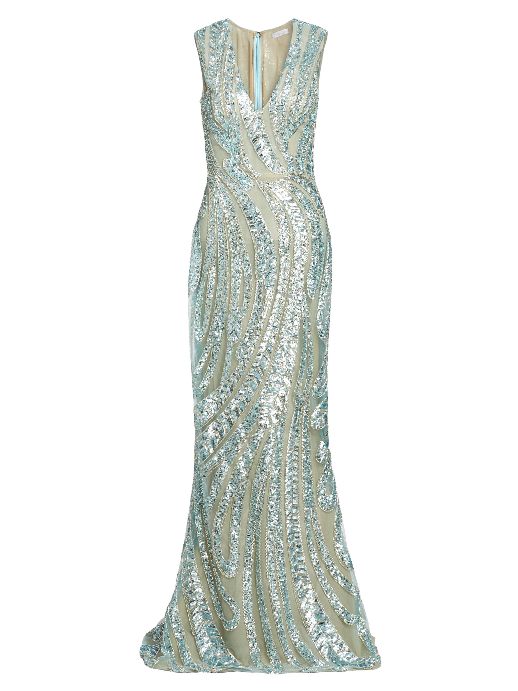 Reem Acra Women's Enchanting Spring Sequin-Embroidered Gown - Blue