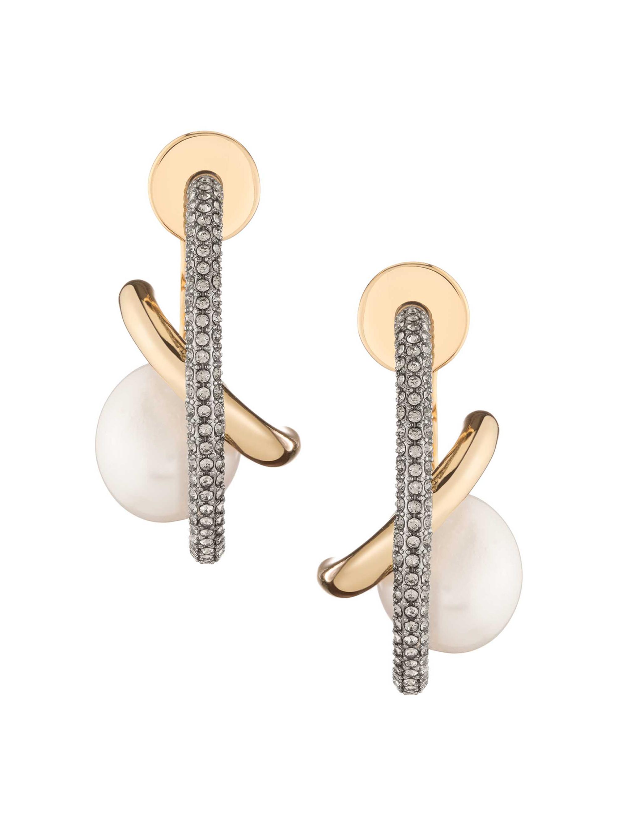 Demarson Women's Waverly Two-Tone, Crystal & Freshwater Pearl Drop Earrings - Gold Crystal Pearl