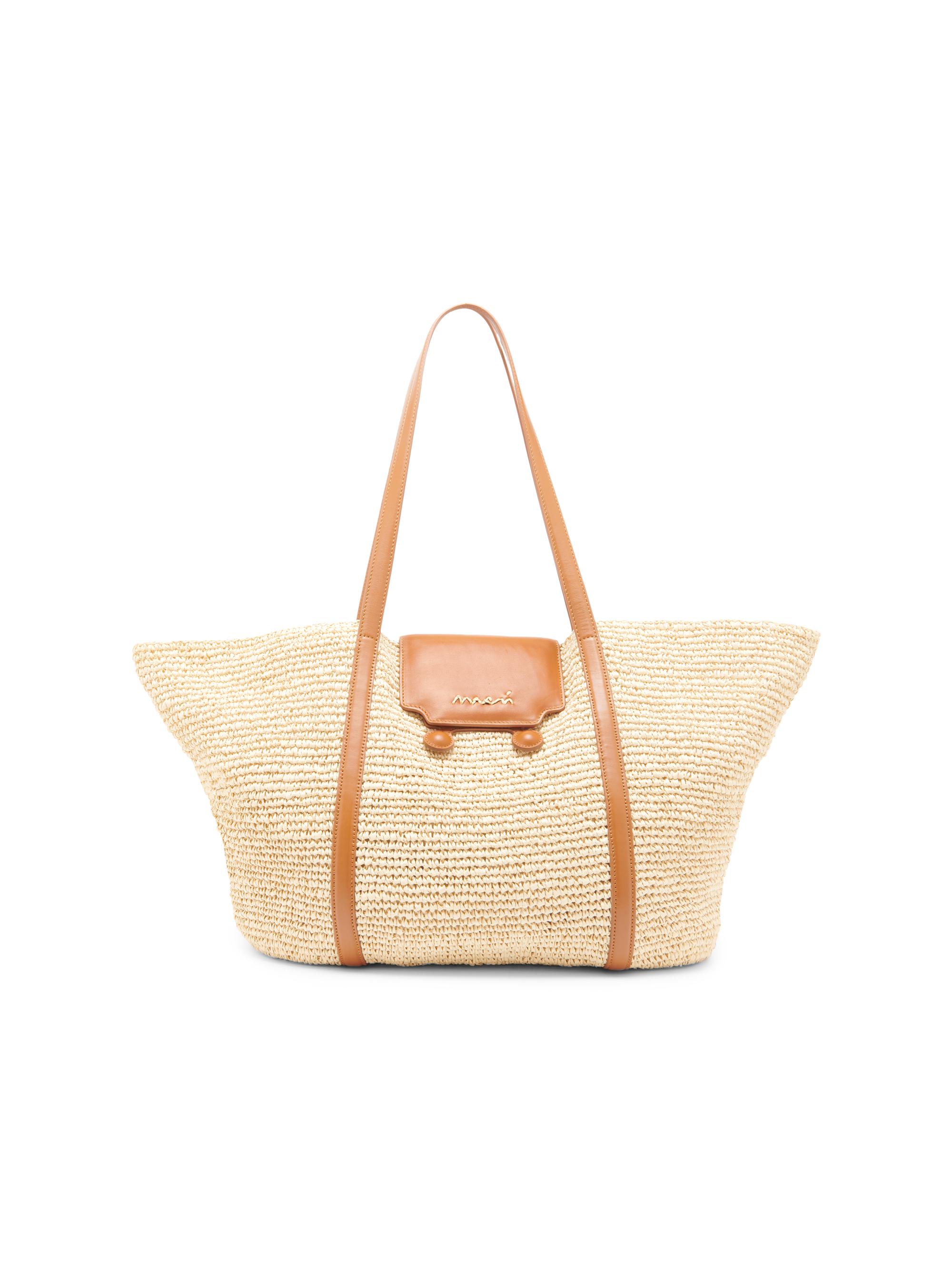 Marni Women's East-West Raffia & Leather Tote Bag - Natural