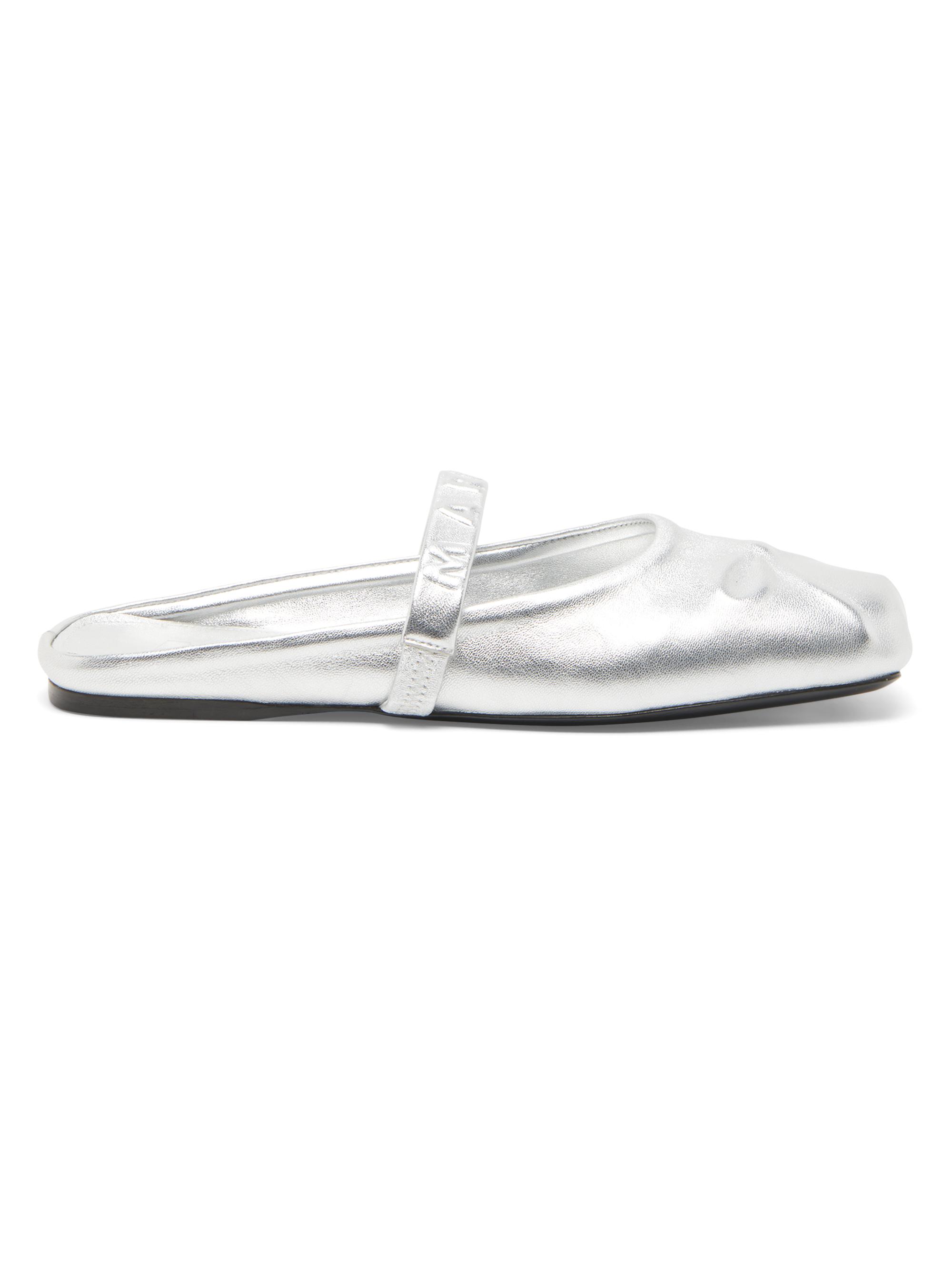 Marni Women's Sabot Bow-Embellished Metallic Leather Mary Jane Mules - Silver
