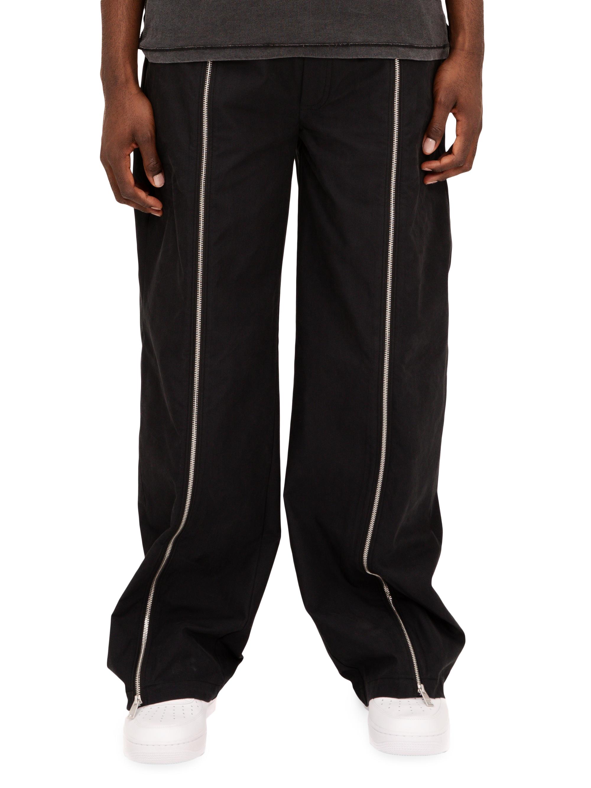 Purple Brand Men's Brushed Cotton Twill Zip-Leg Track Pants - Black
