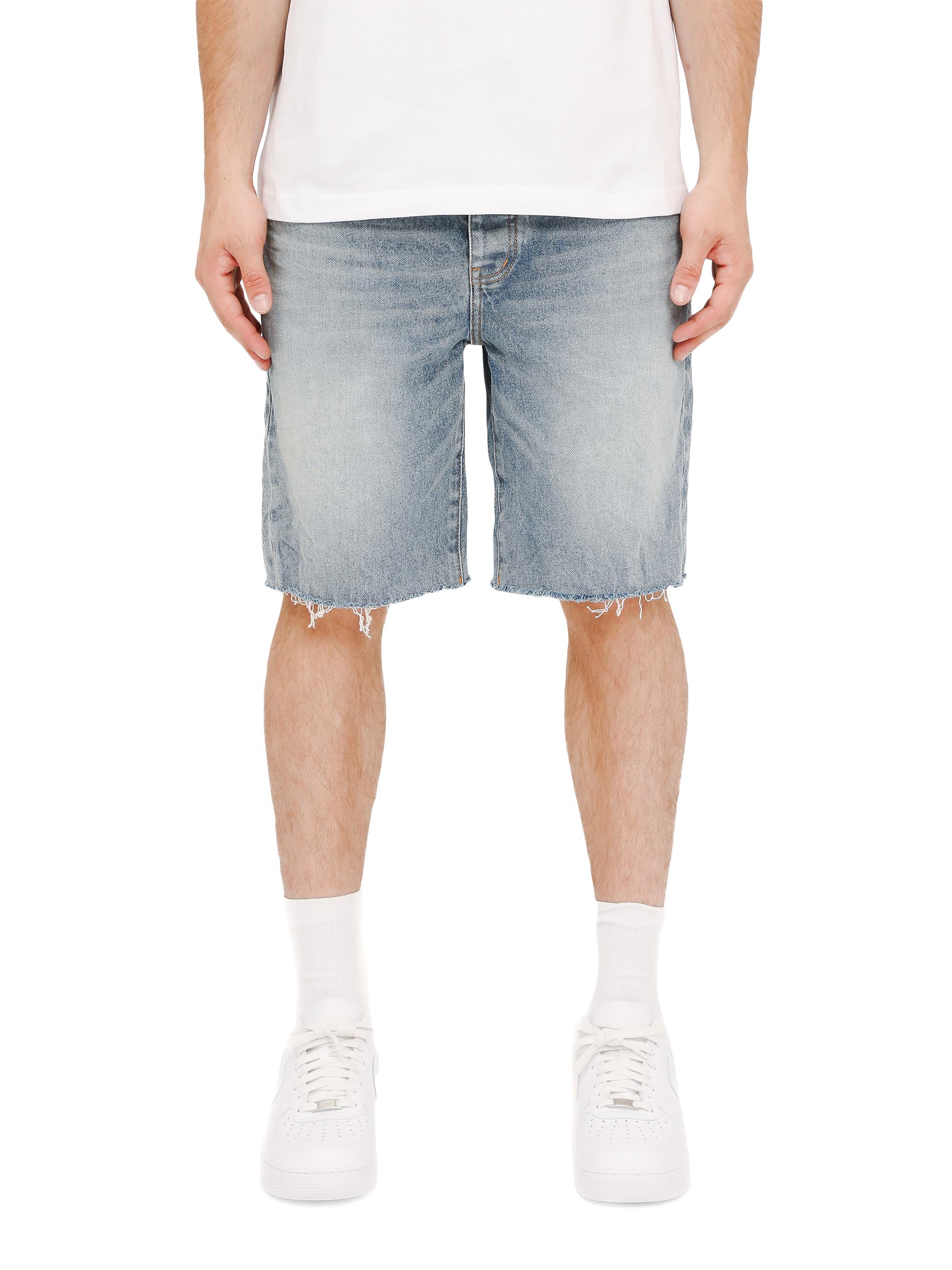 Purple Brand Men's Cast Iron Raw-Edge Denim Shorts - Light Indigo