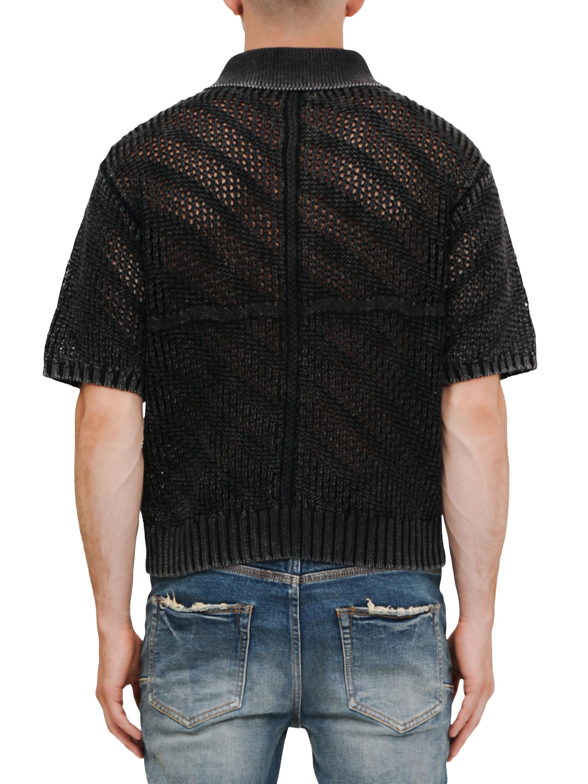 Purple Brand Acid Wash Cotton Open-Knit Polo Shirt | Saks Fifth Avenue