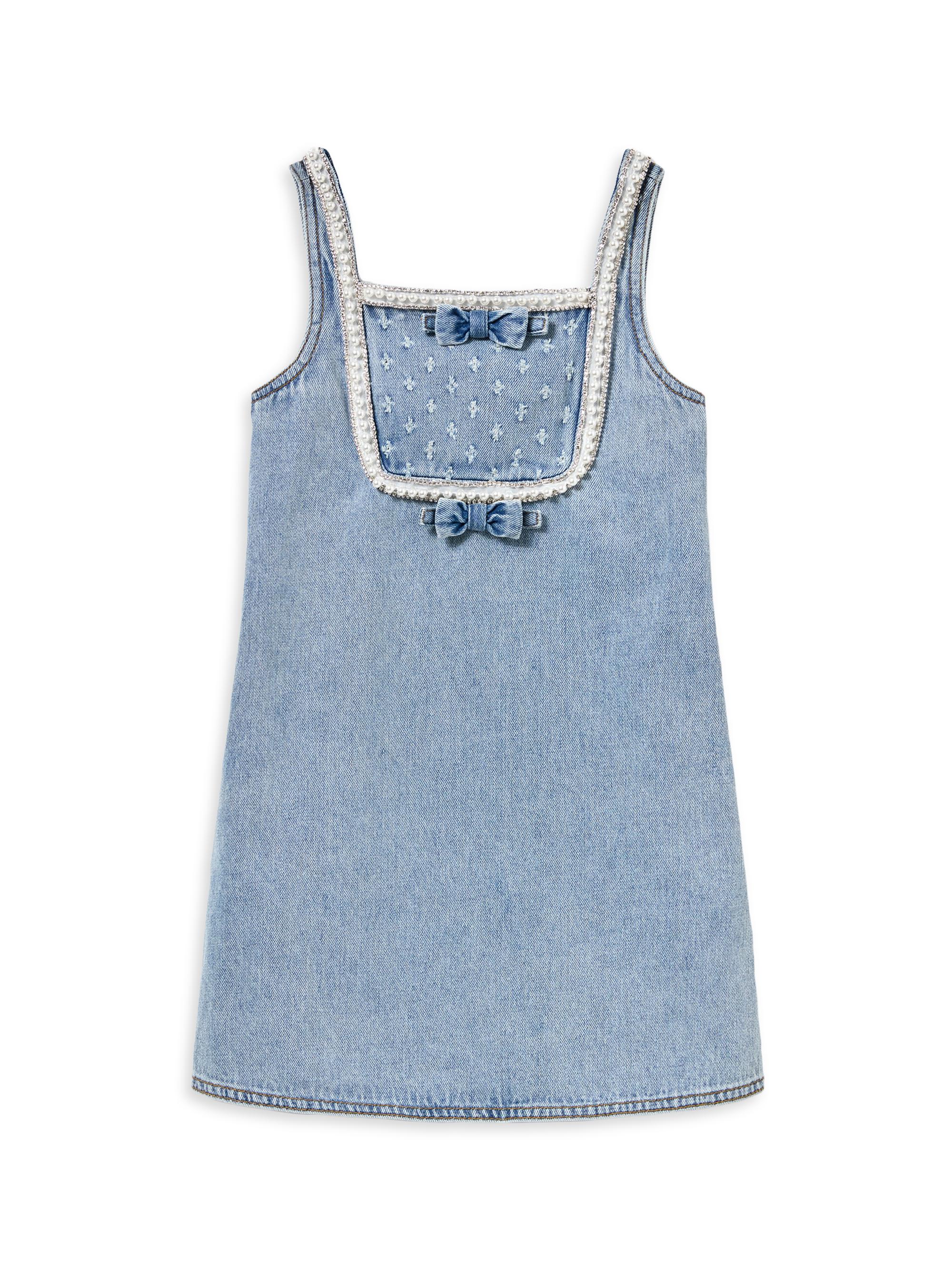 Self-Portrait Little Girl's & Girl's Denim Sleeveless Dress - Light Blue