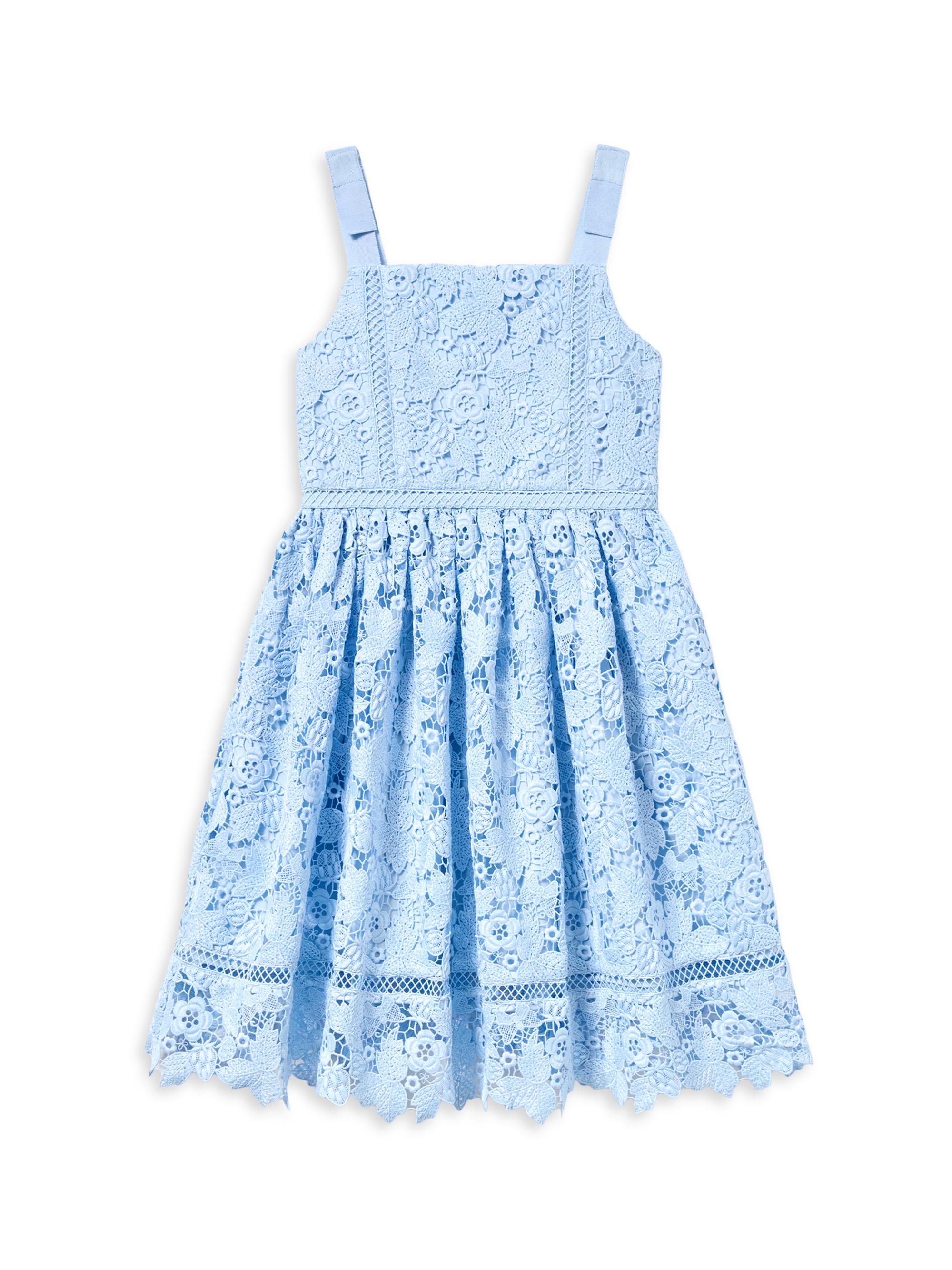 Self-Portrait Little Girl's & Girl's Butterfly Lace Dress - Blue
