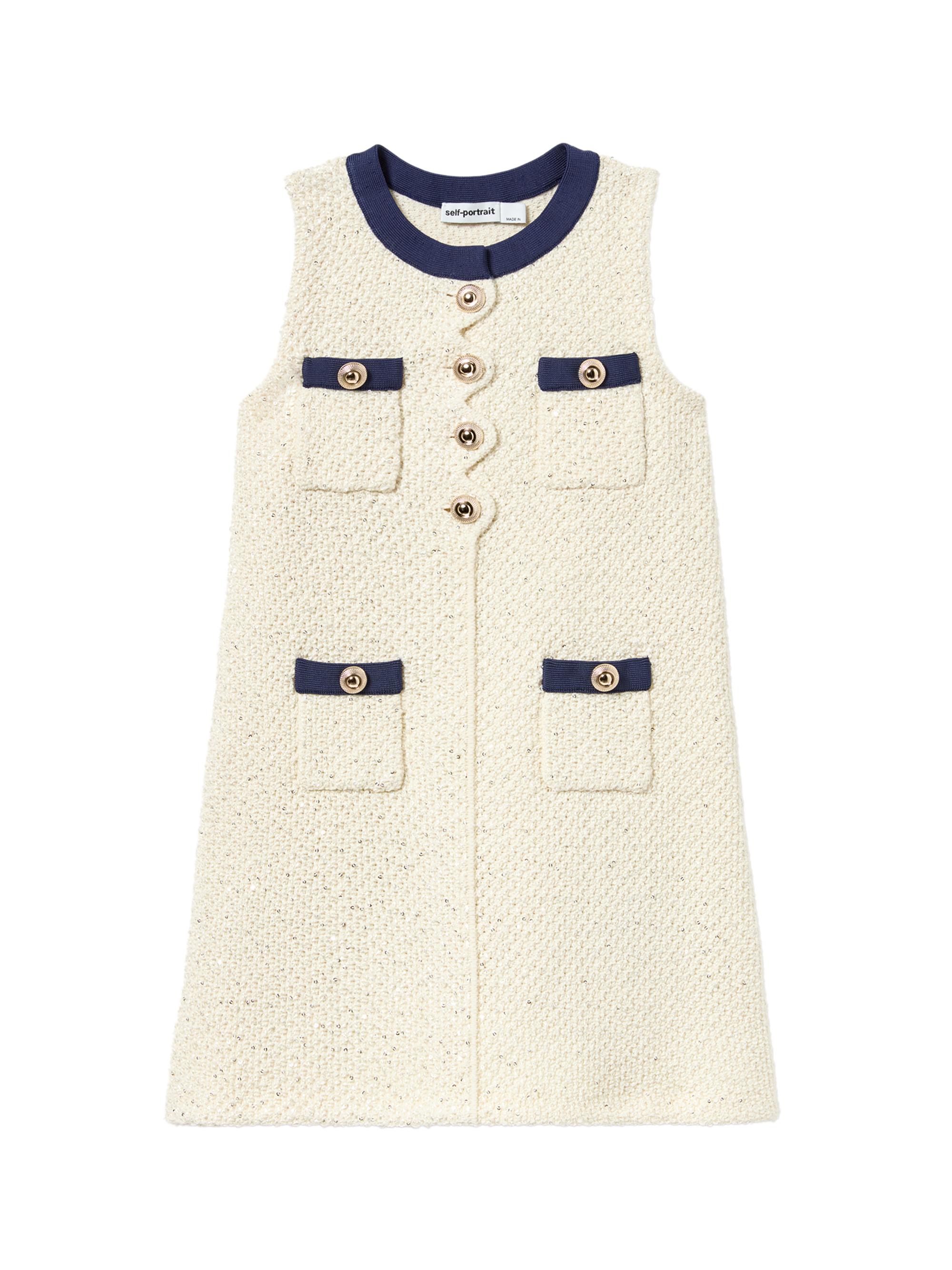 Self-Portrait Little Girl's & Girl's Sequin Knit Dress - Cream