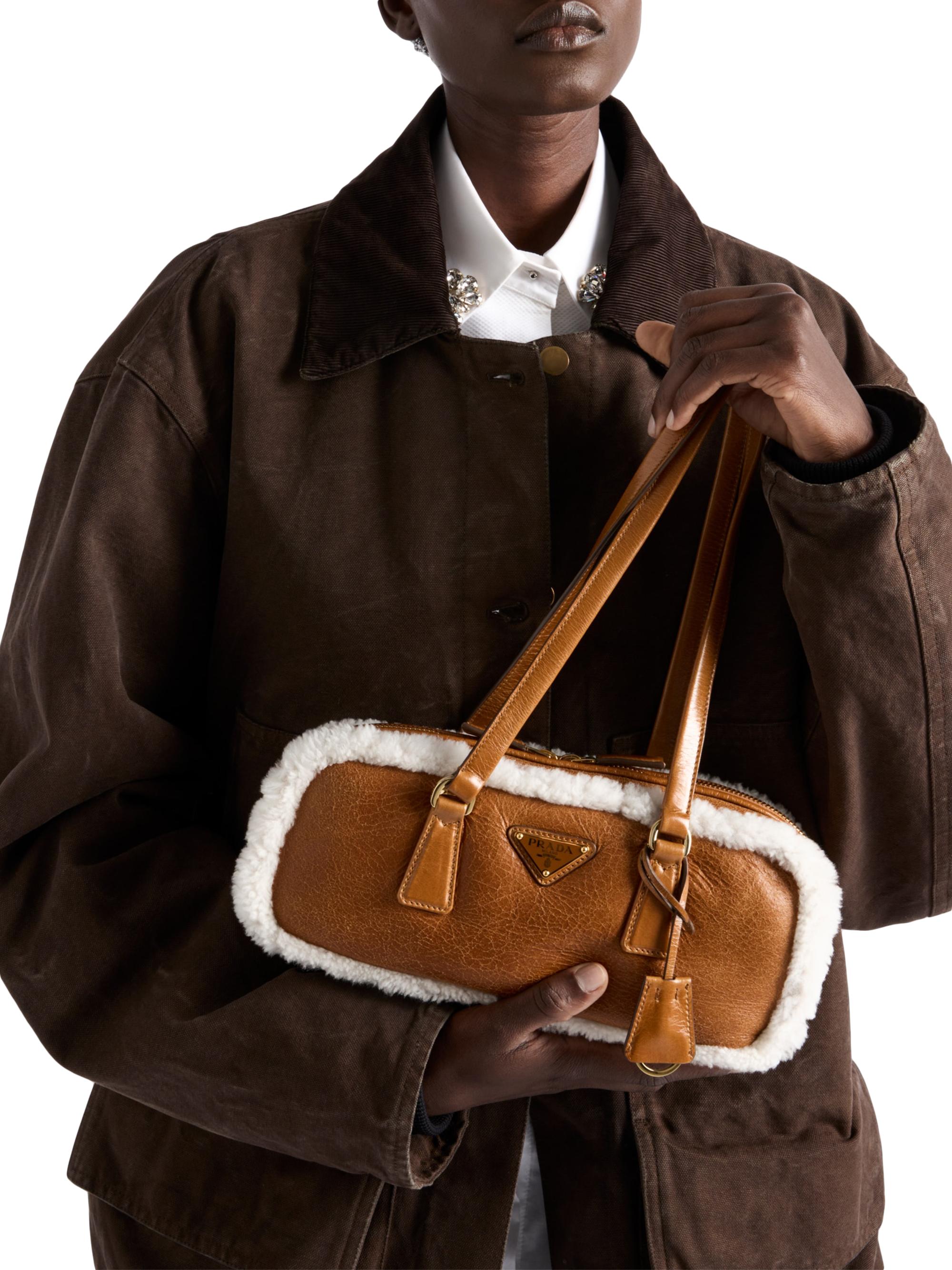 Prada Women's  Shearling Shoulder Bag - Brown