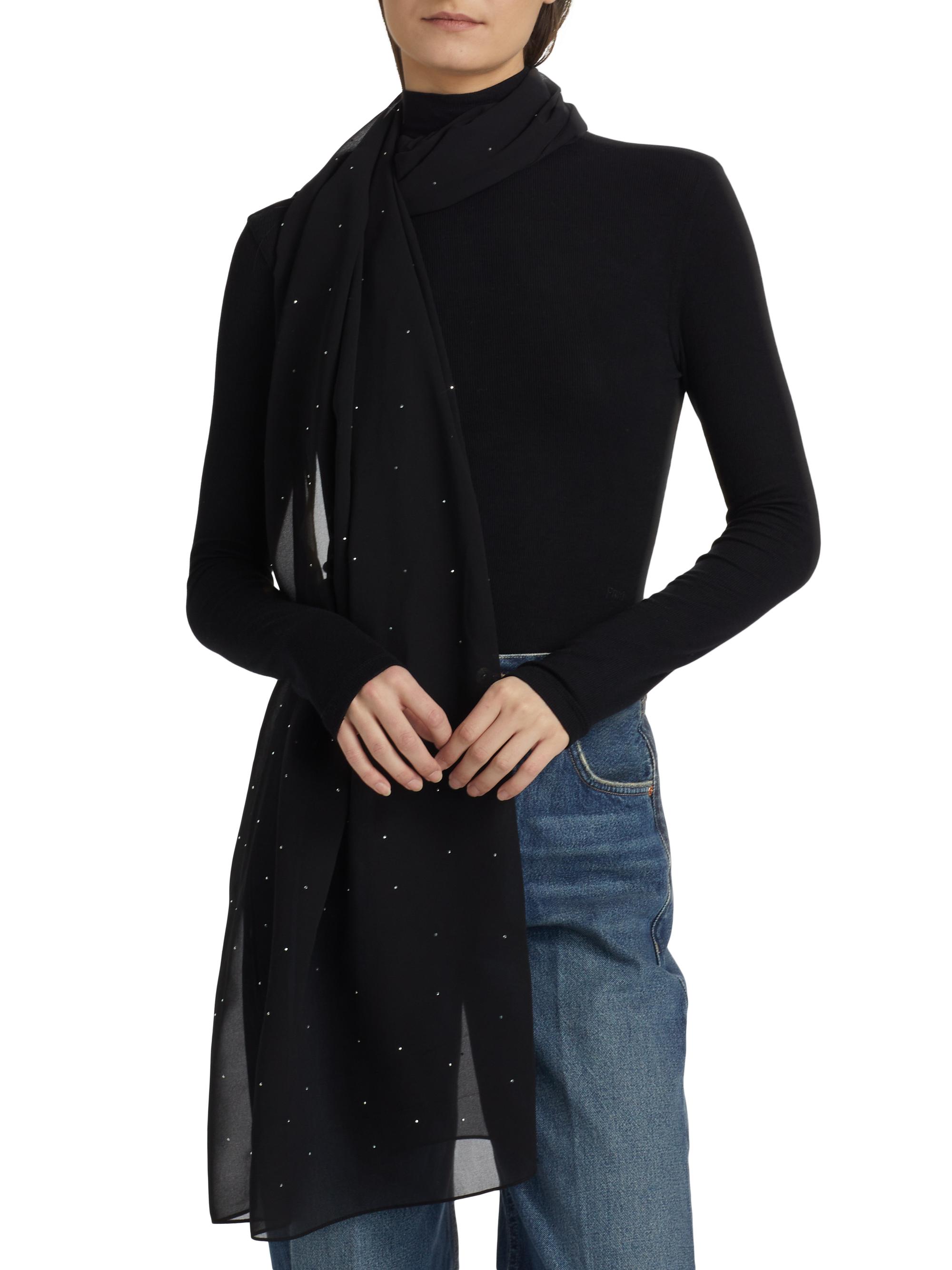 Carolyn Rowan Collection Women's Chiffon Crystal-Embellished Shawl - Black Crystal