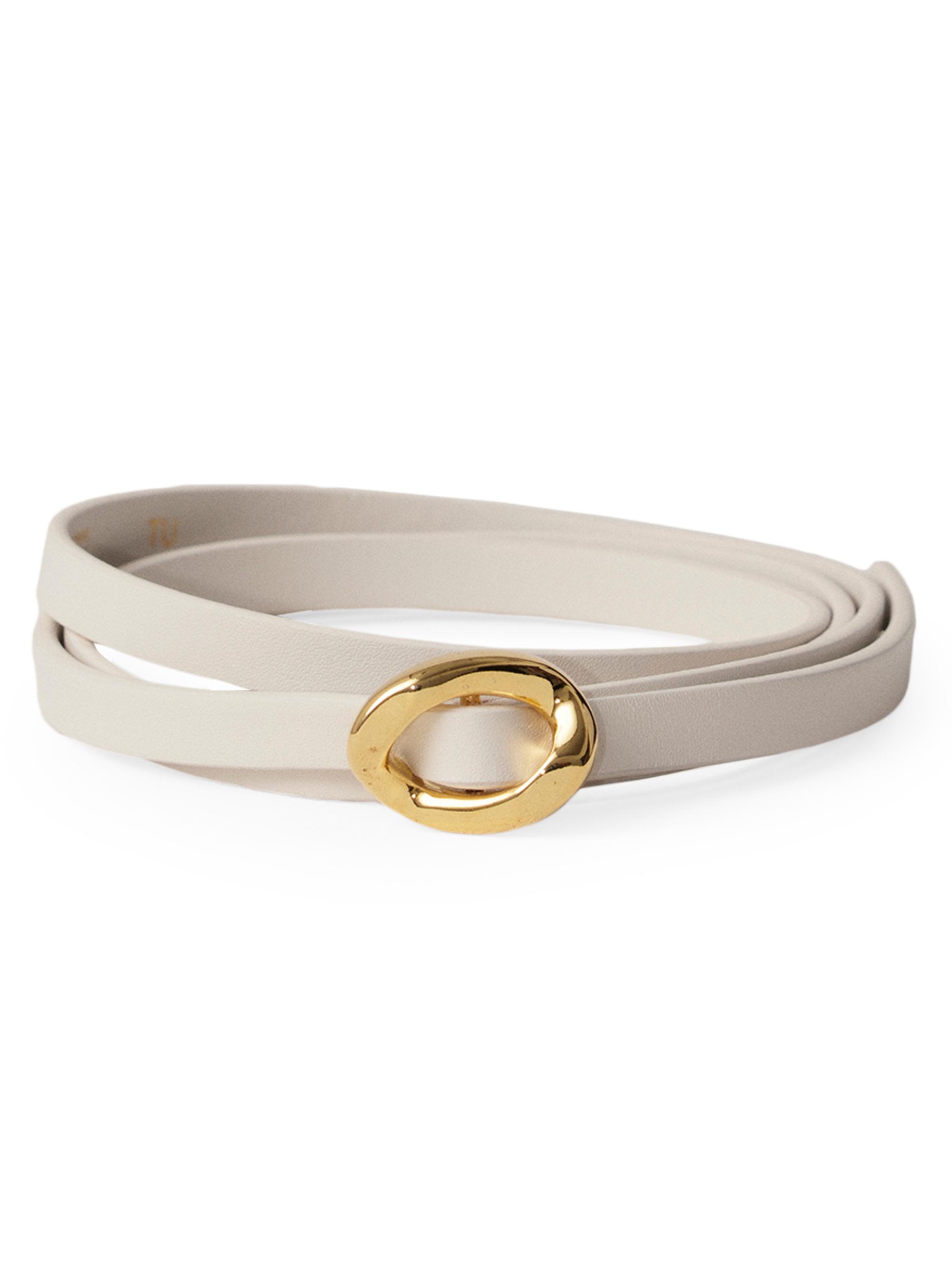 Déhanche Women's Orbite Thin Smooth Leather Belt - White Gold