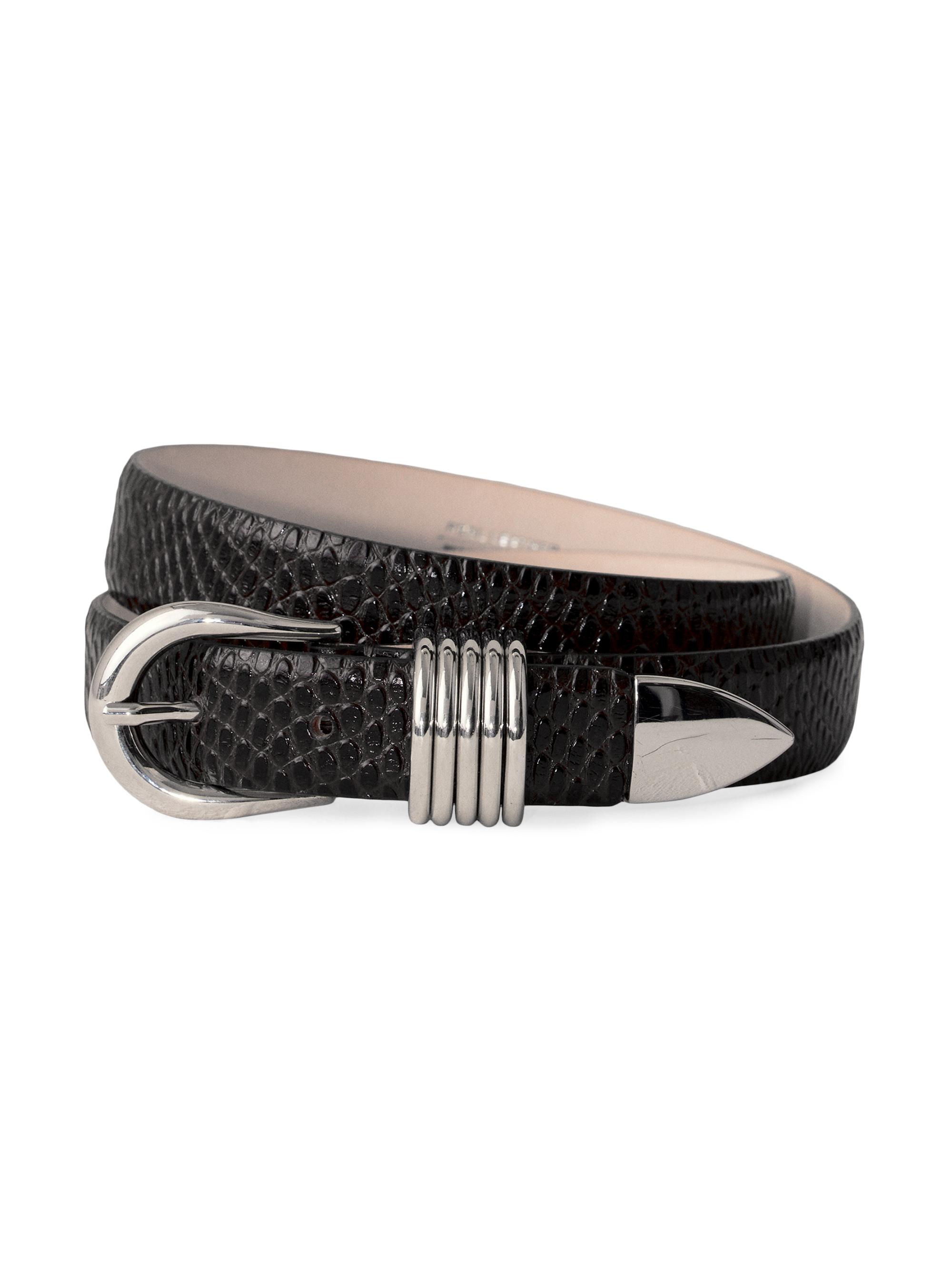 Déhanche Women's Hollyhock Viper Leather Belt - Black Viper Silver