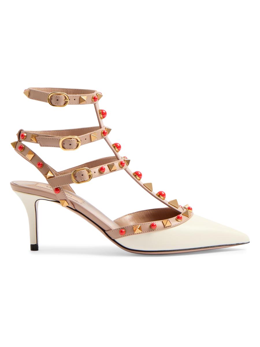 Valentino Garavani Rockstud Calfskin Pumps with Cabochon