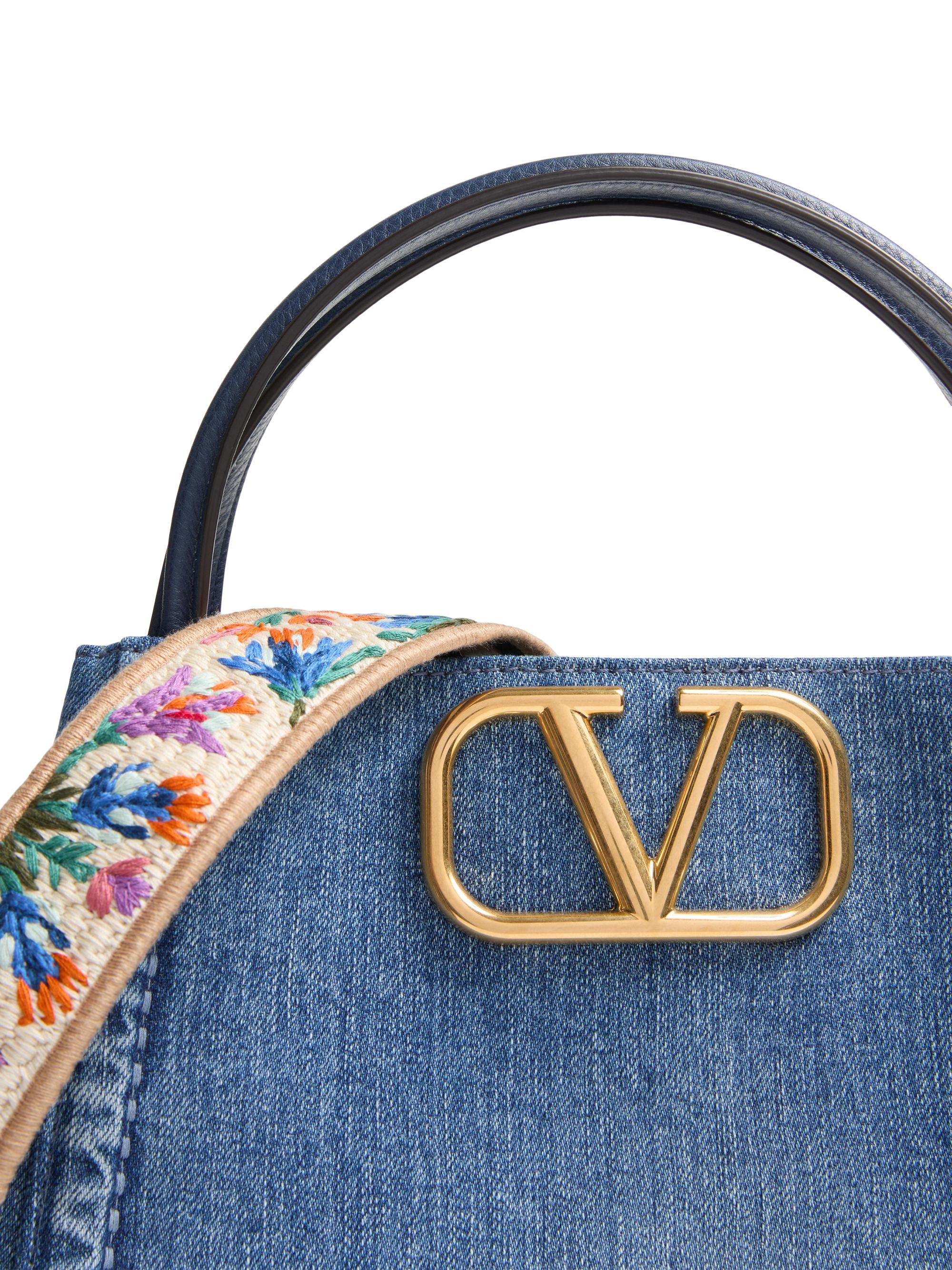 Valentino Garavani Alltime Medium Top Handle Bag in Denim with