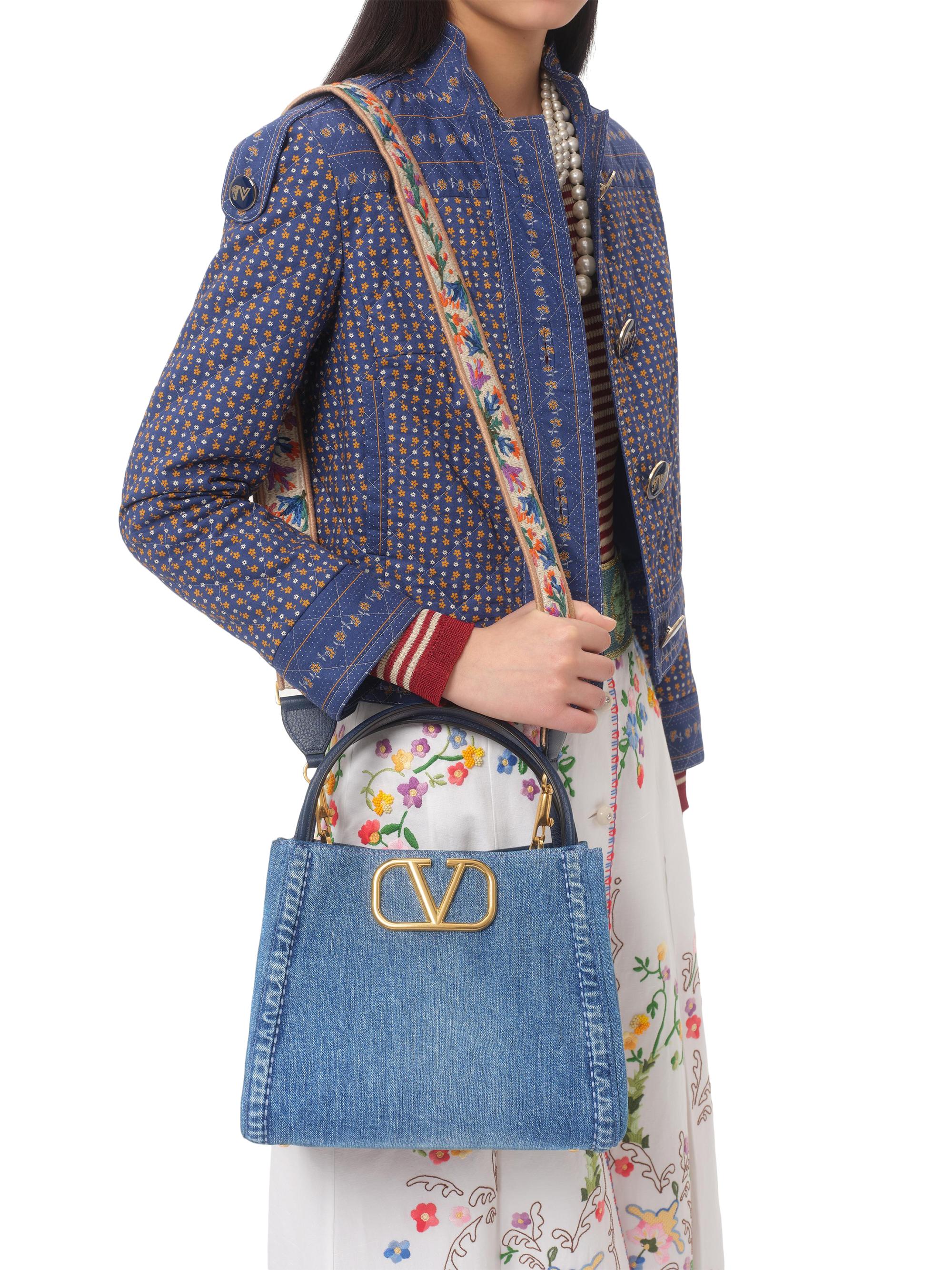 Valentino Garavani Alltime Medium Top Handle Bag in Denim with