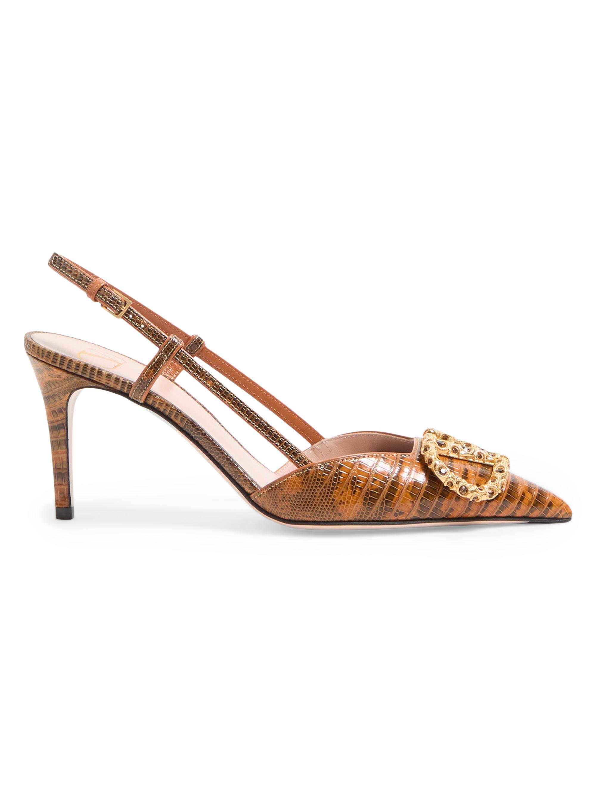 Valentino Garavani Women's VLogo Signature Slingback Pumps 80MM - Straw Smoked Topaz