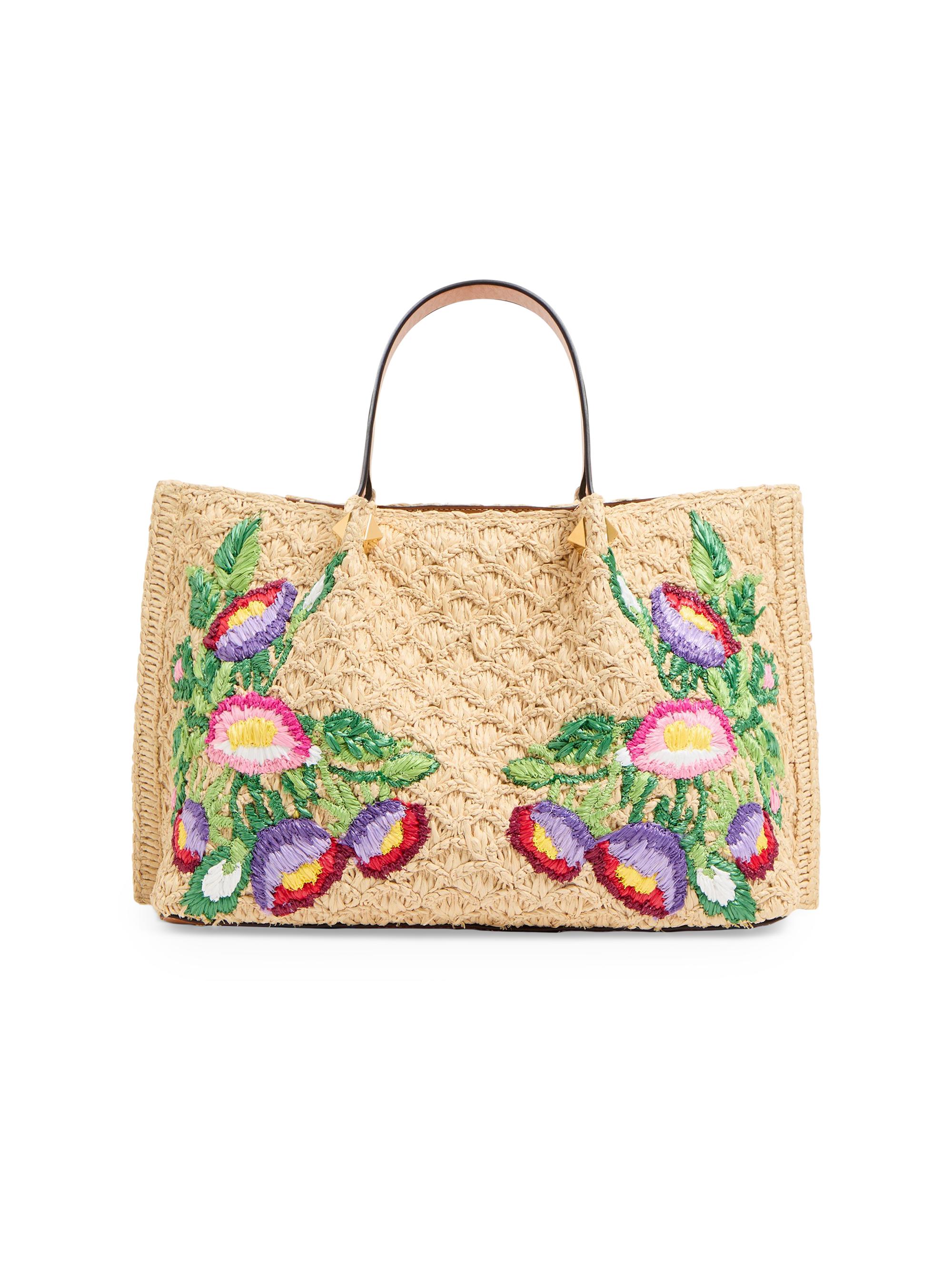 Valentino Garavani Medium Shopping Tote Bag in Synthetic Raffia