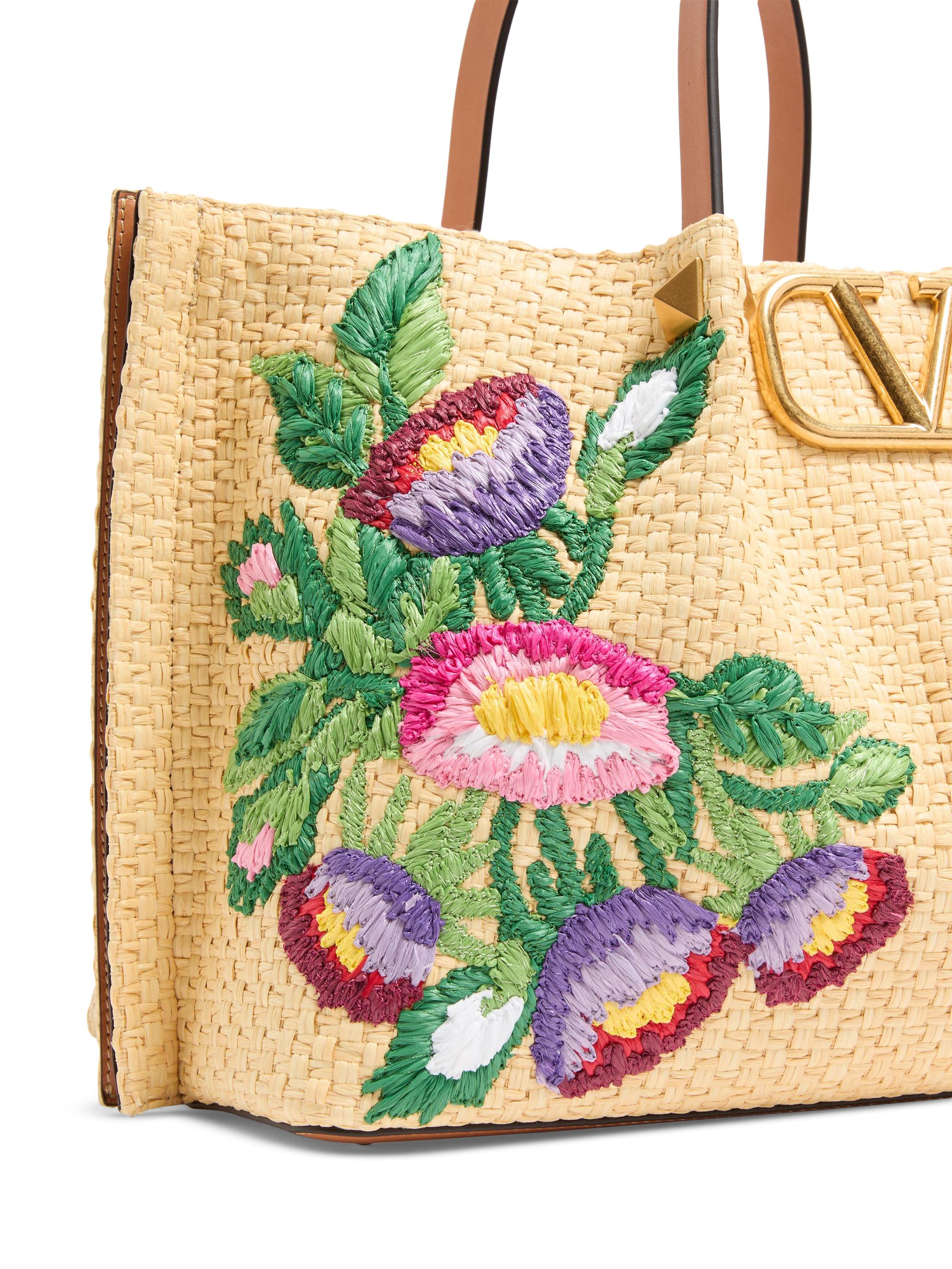 Valentino Garavani Medium Shopping Tote Bag in Synthetic Raffia