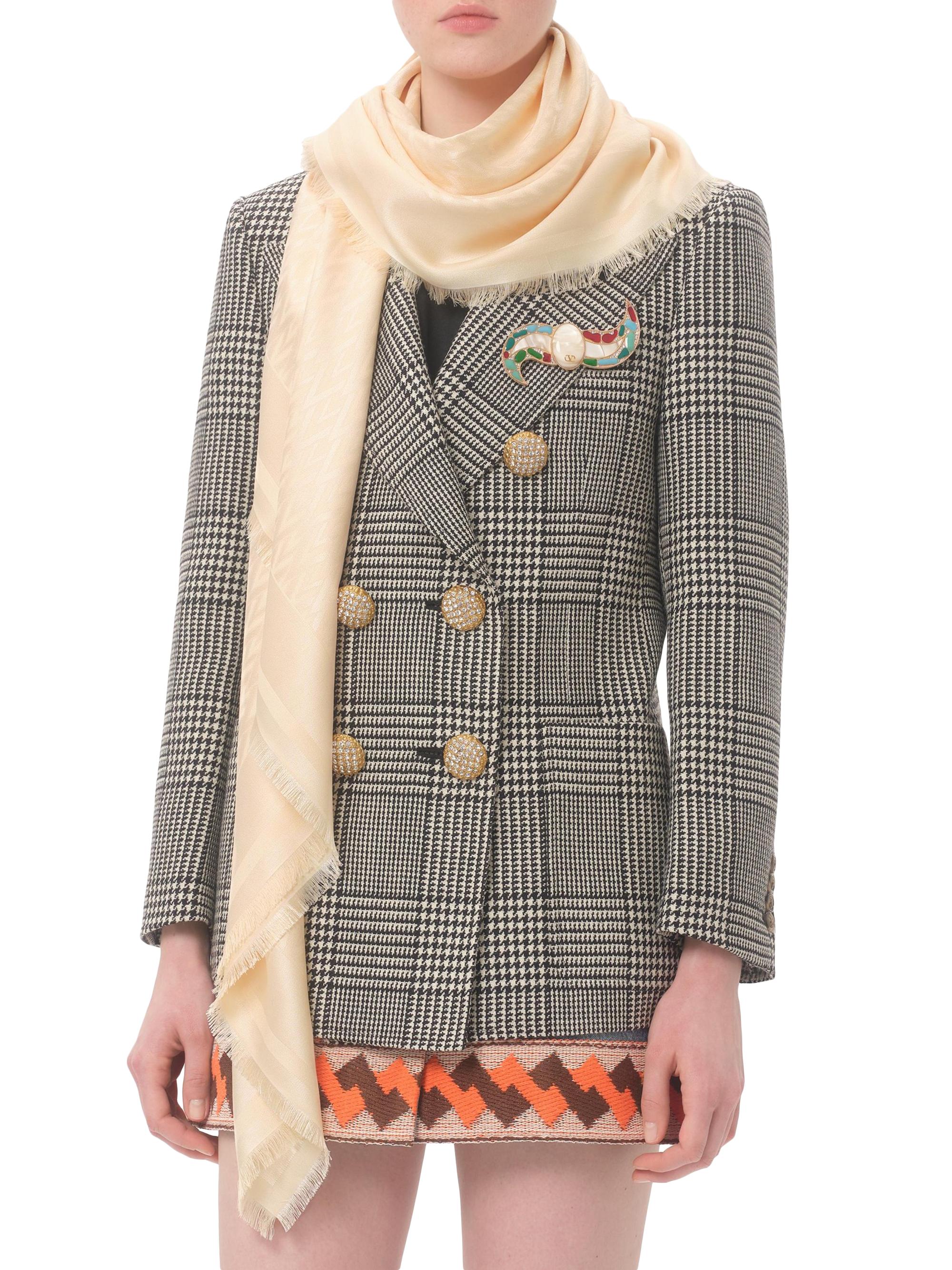 Valentino Garavani Women's Toute La V Wool and Silk Shawl - Butter